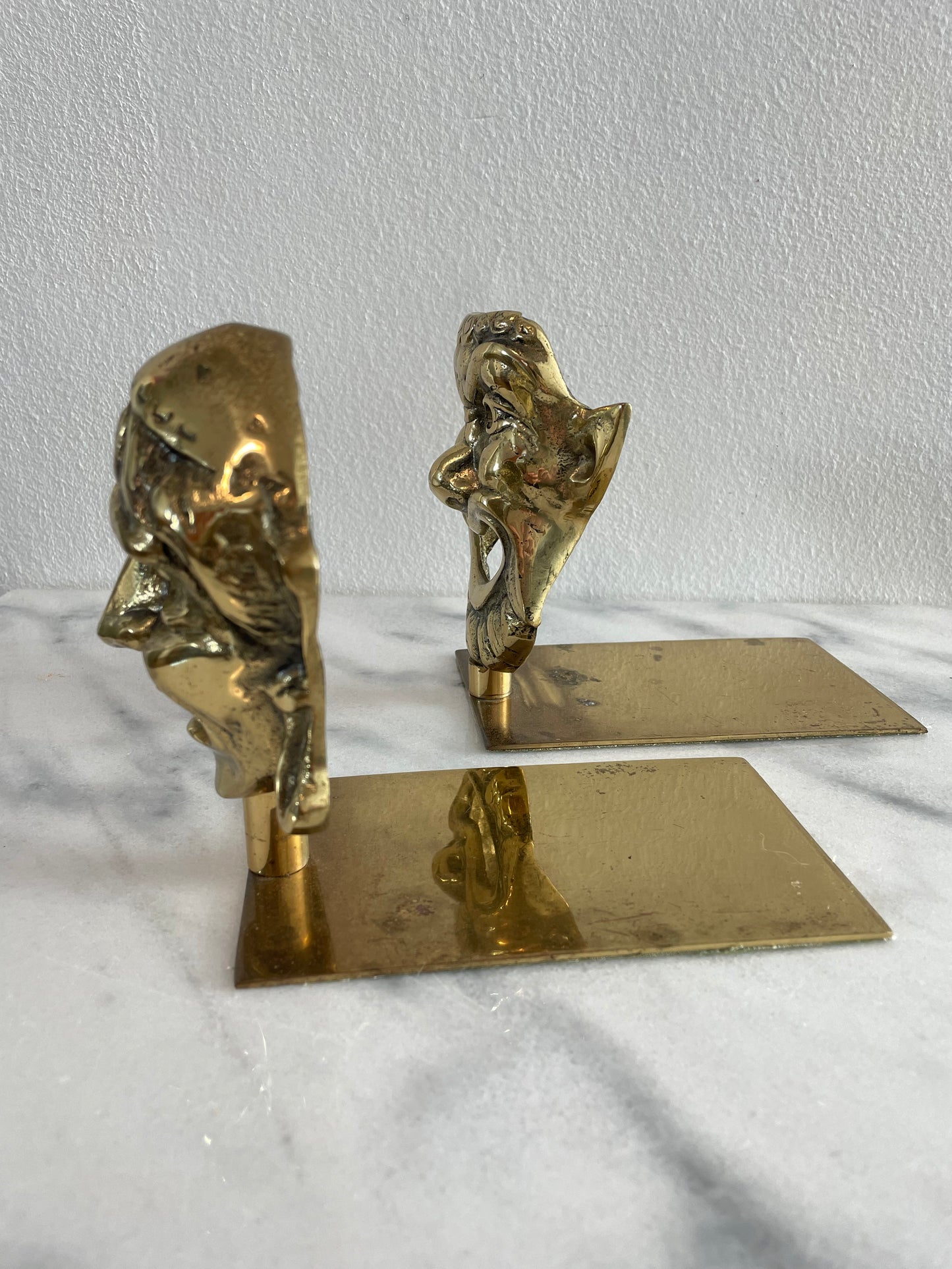 Vintage Thespian Greek Drama Mask Bookends Comedy & Tragedy