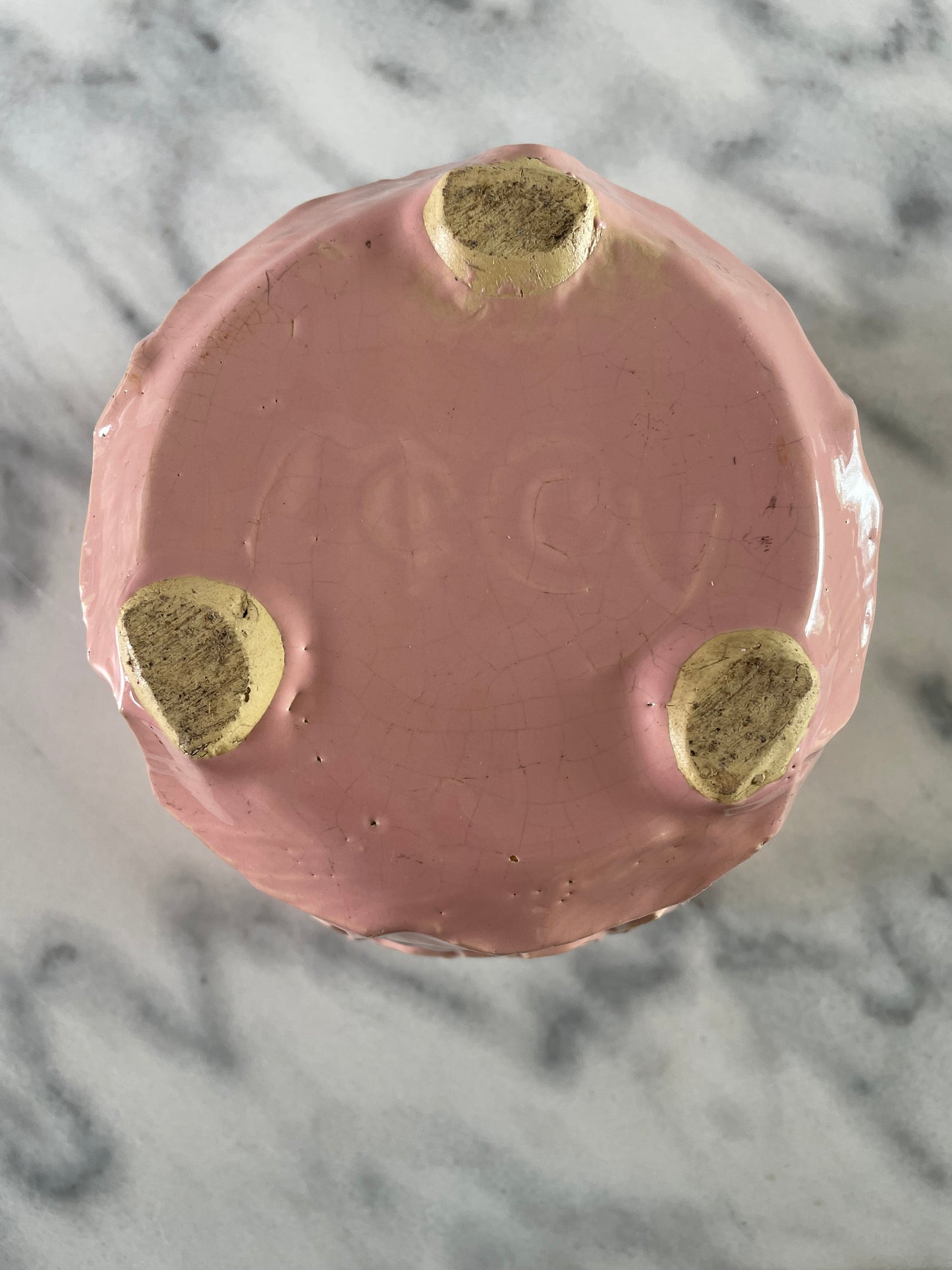 Vintage McCoy Art Pottery Jardiniere Flower Pot with Pink Floral Roses