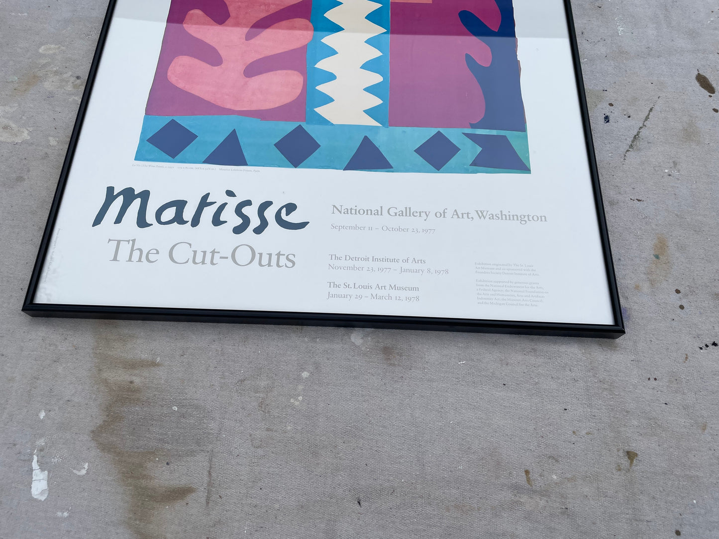 1977 Matisse the Cut-Outs Exhibition Poster — La Vis, National Gallery of Art, Framed Vintage Lithograph