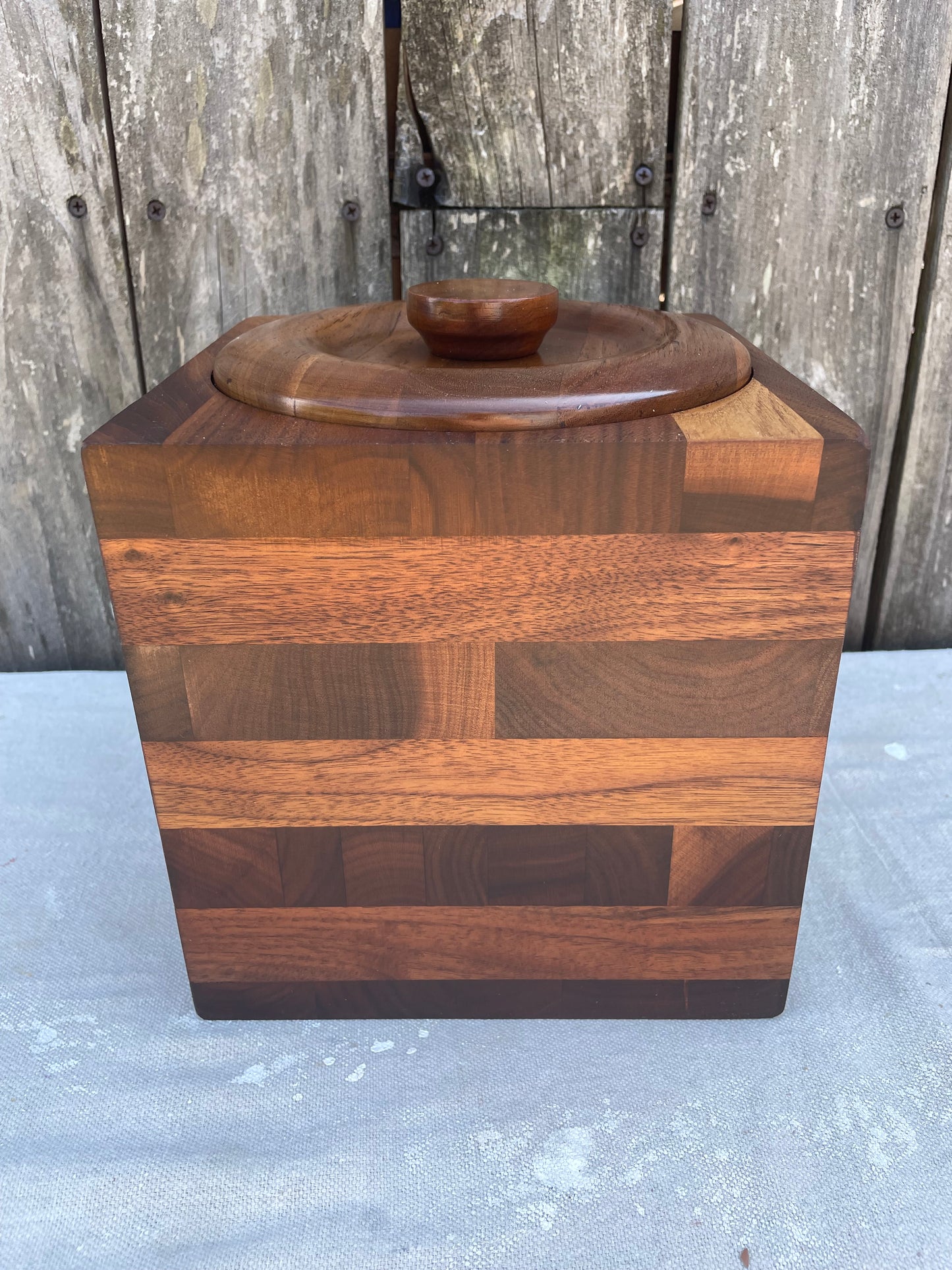 Mid 20th Century Kustom Kraft Solid Black Walnut Ice Bucket