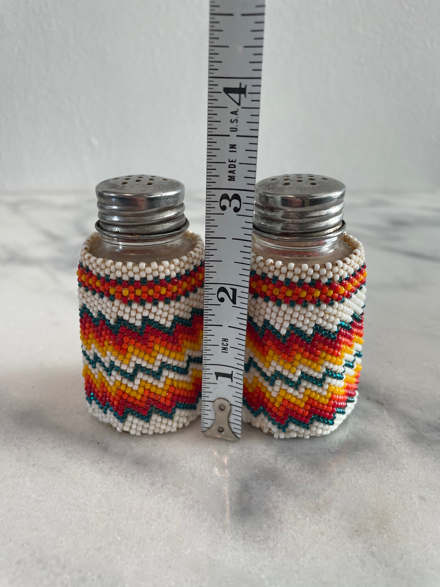 Vintage Native Beaded Southwest Salt & Pepper Shakers