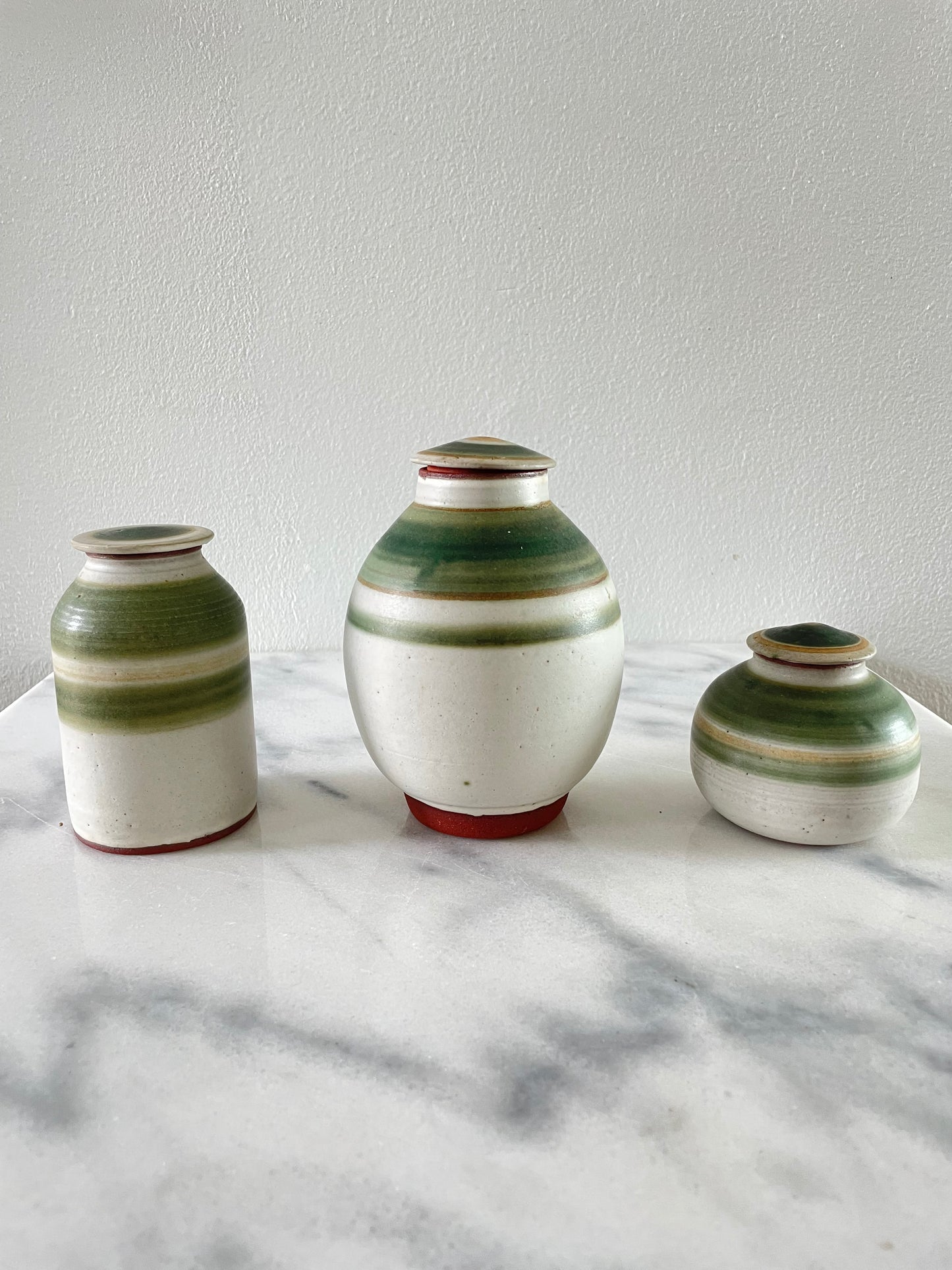 Mid 20th Century Studio Ceramic Jars With Lids - Set of 3