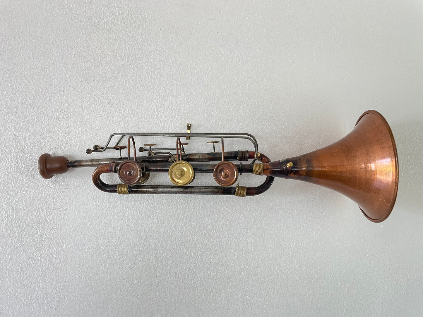 Mid 20th Century Vintage Mixed Metal Trumpet Sculpture