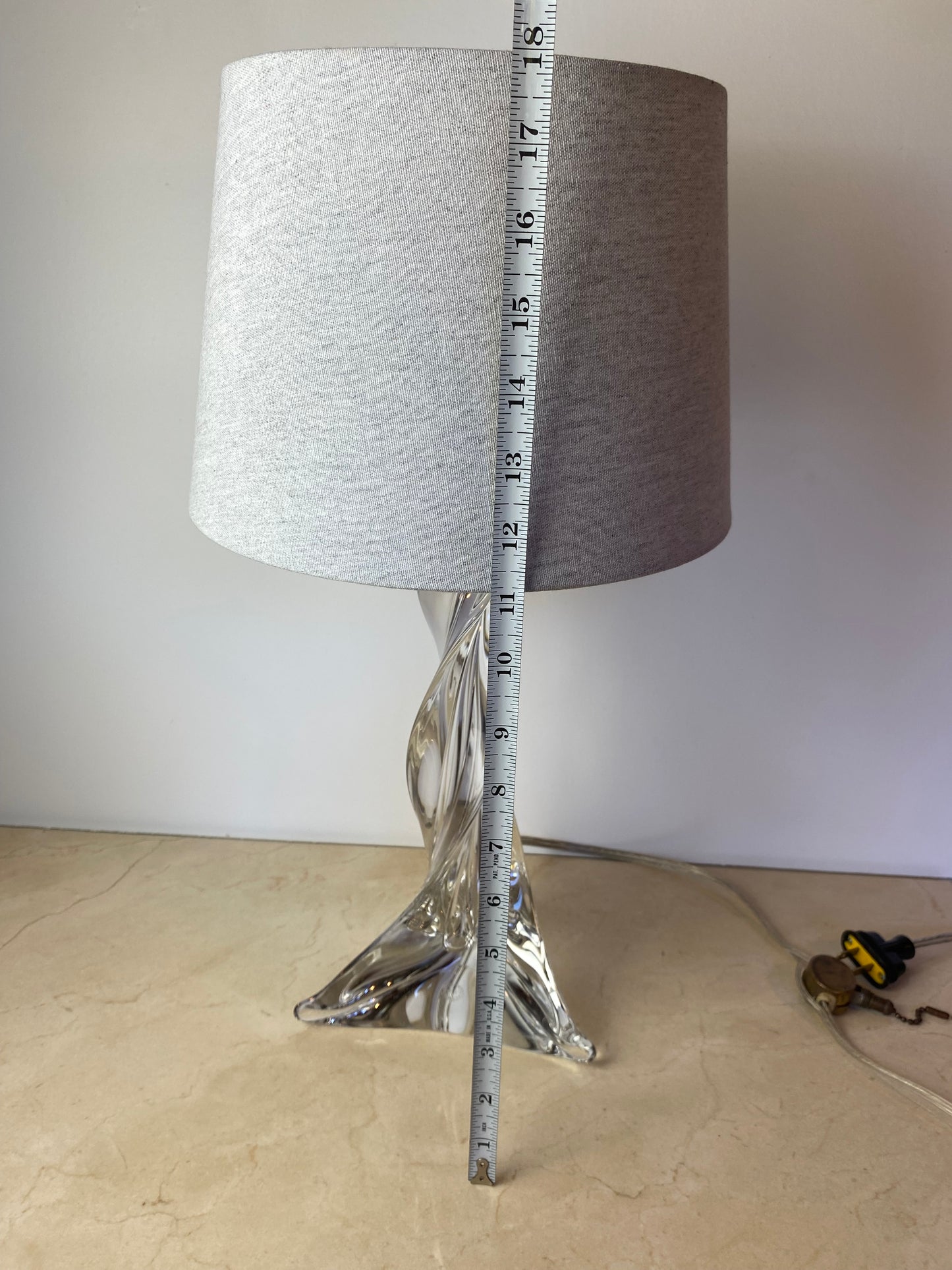 Maison Saint Louis France Twisted Crystal Table Lamp, Signed French Mid-Century Modern Lighting
