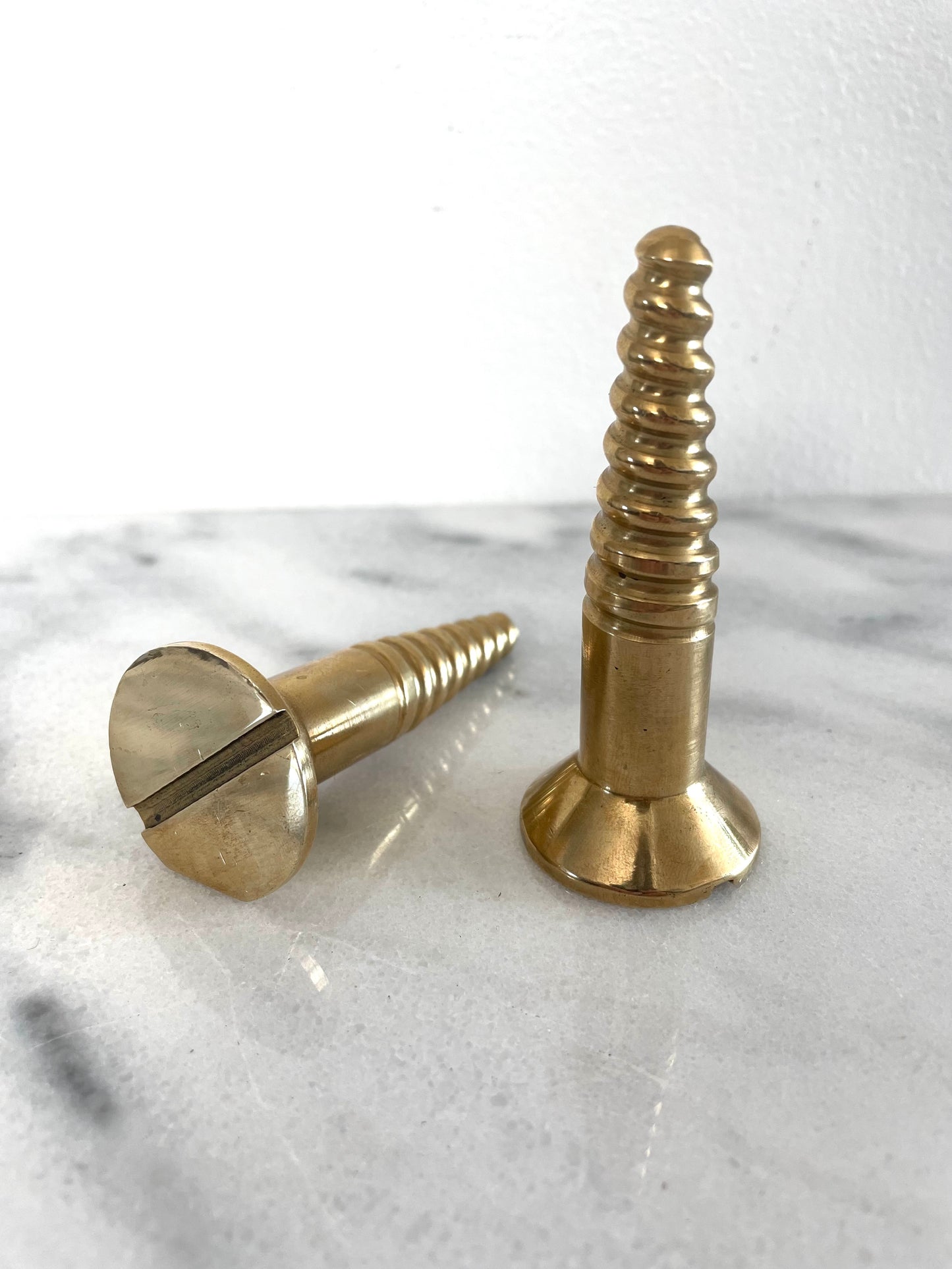 Mid 20th Century Vintage Pop Art Brass Screw Paperweights - 2 Pieces