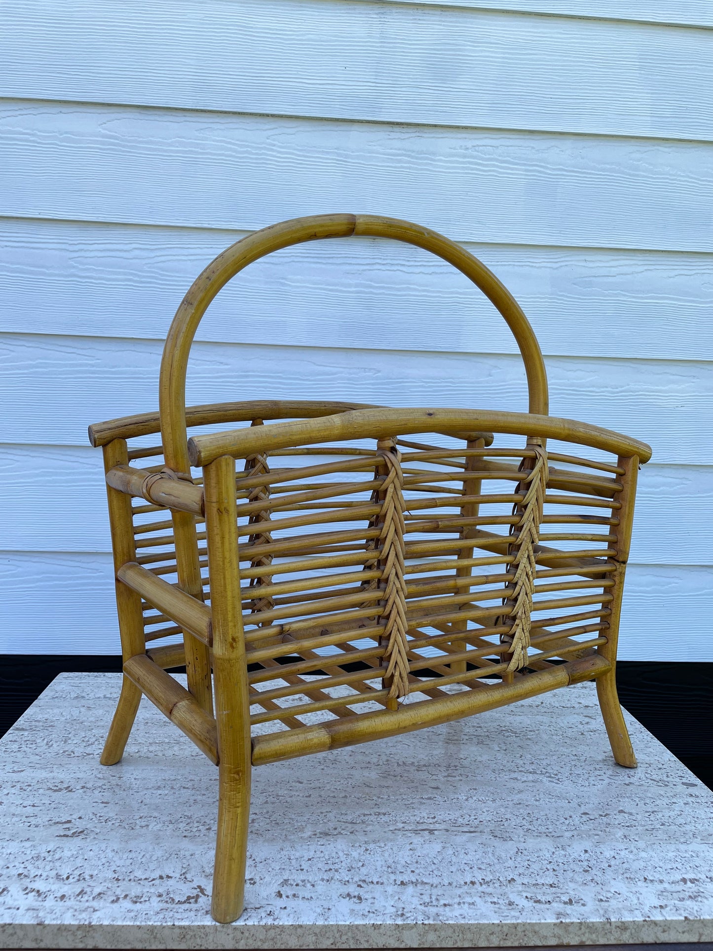 Vintage Boho Bamboo Magazine Rack