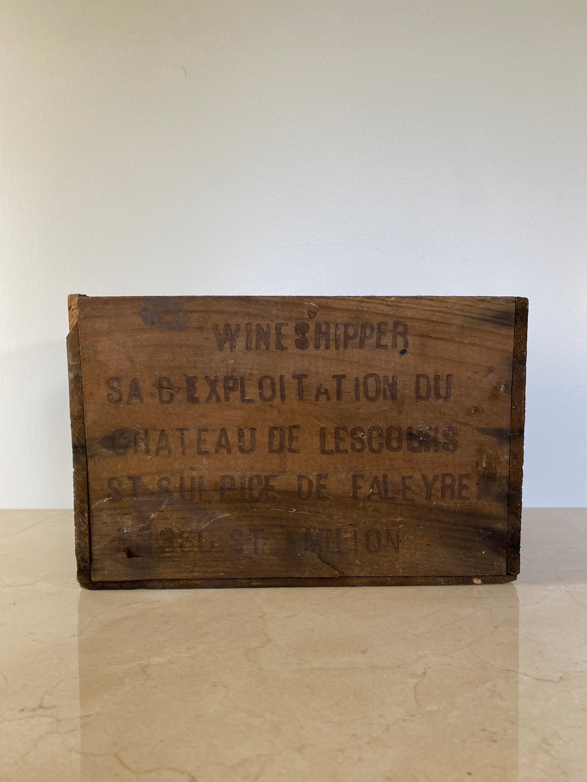 Rustic Vintage French Wine Shipper Crate — Château De Lescours, Saint-Émilion