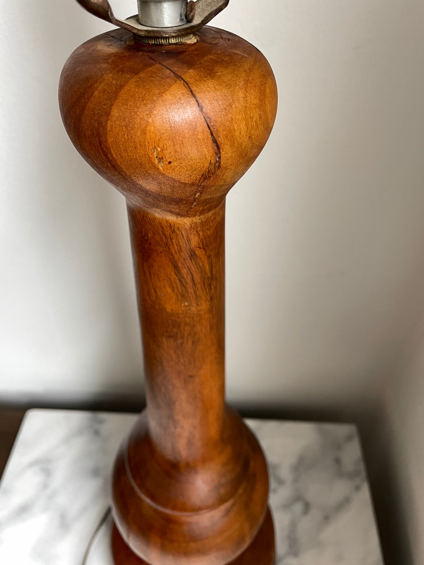 Mid 20th Century Hand Made Turned Wood Lamp