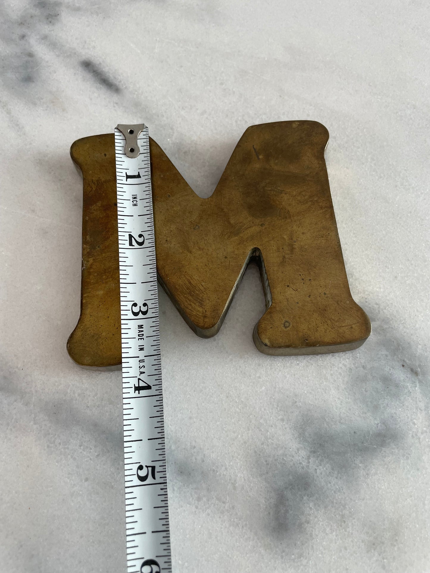 Vintage Solid Brass "M" Paperweight