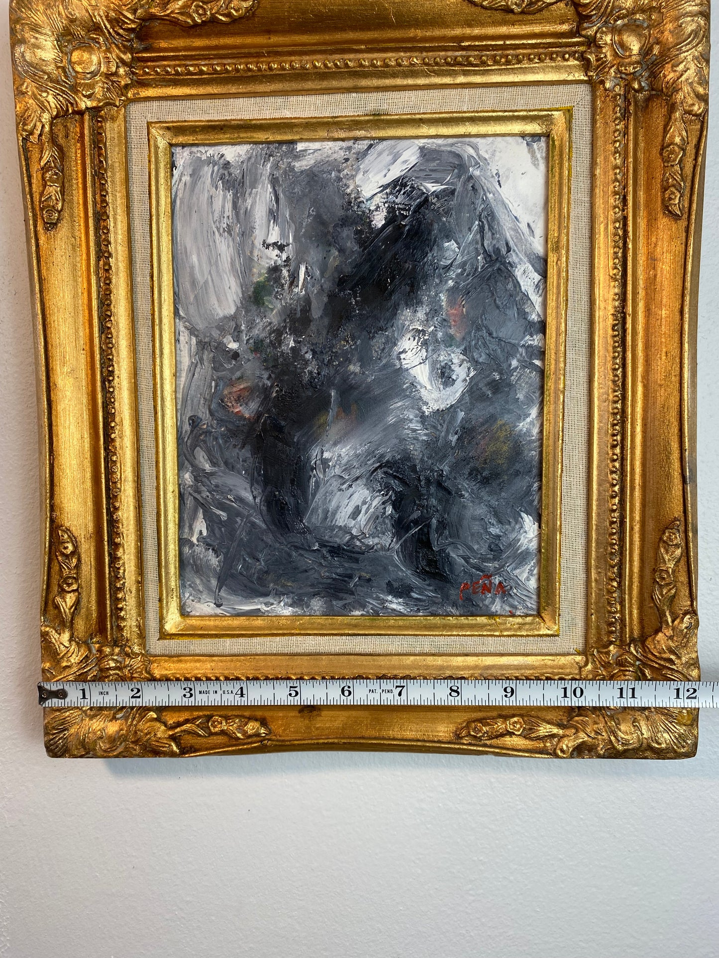 Original Abstract Expressionist Oil Painting in Ornate Vintage Gilded Frame