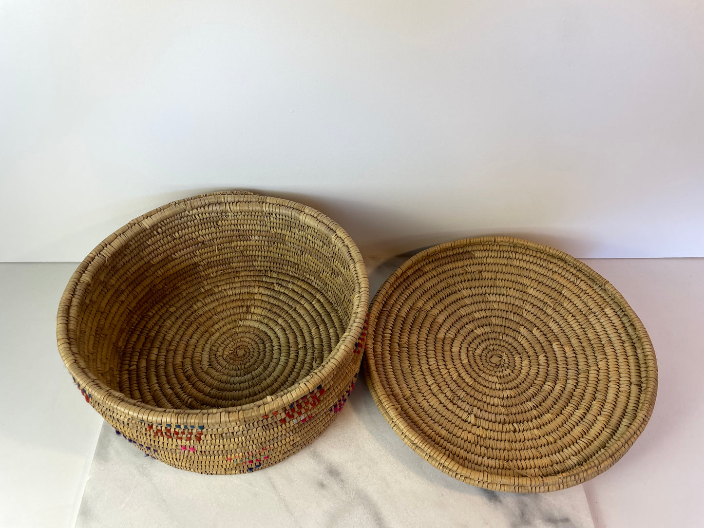 Vintage Woven Storage Basket With Lid