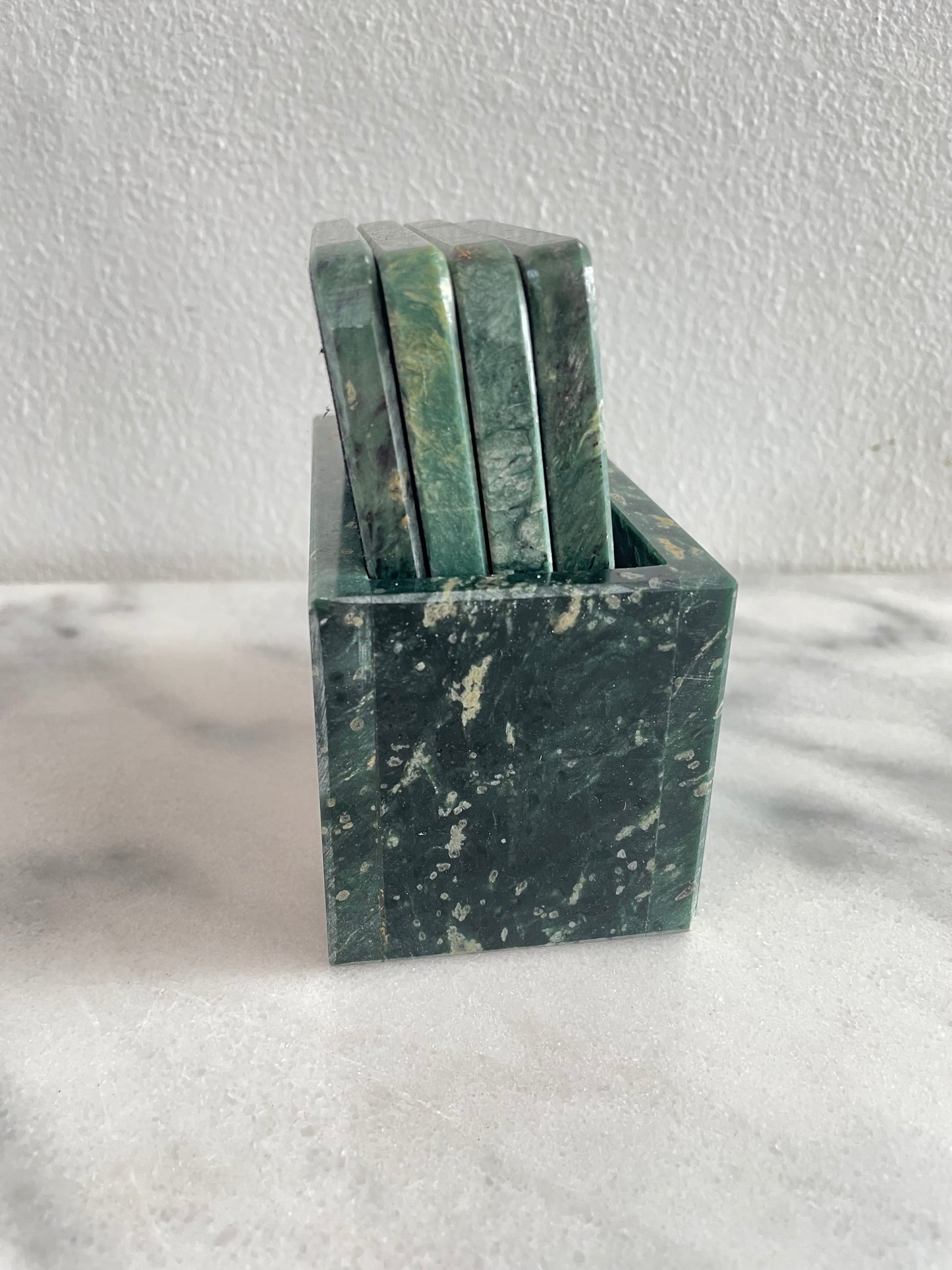 Green Marble Coasters With Storage Box