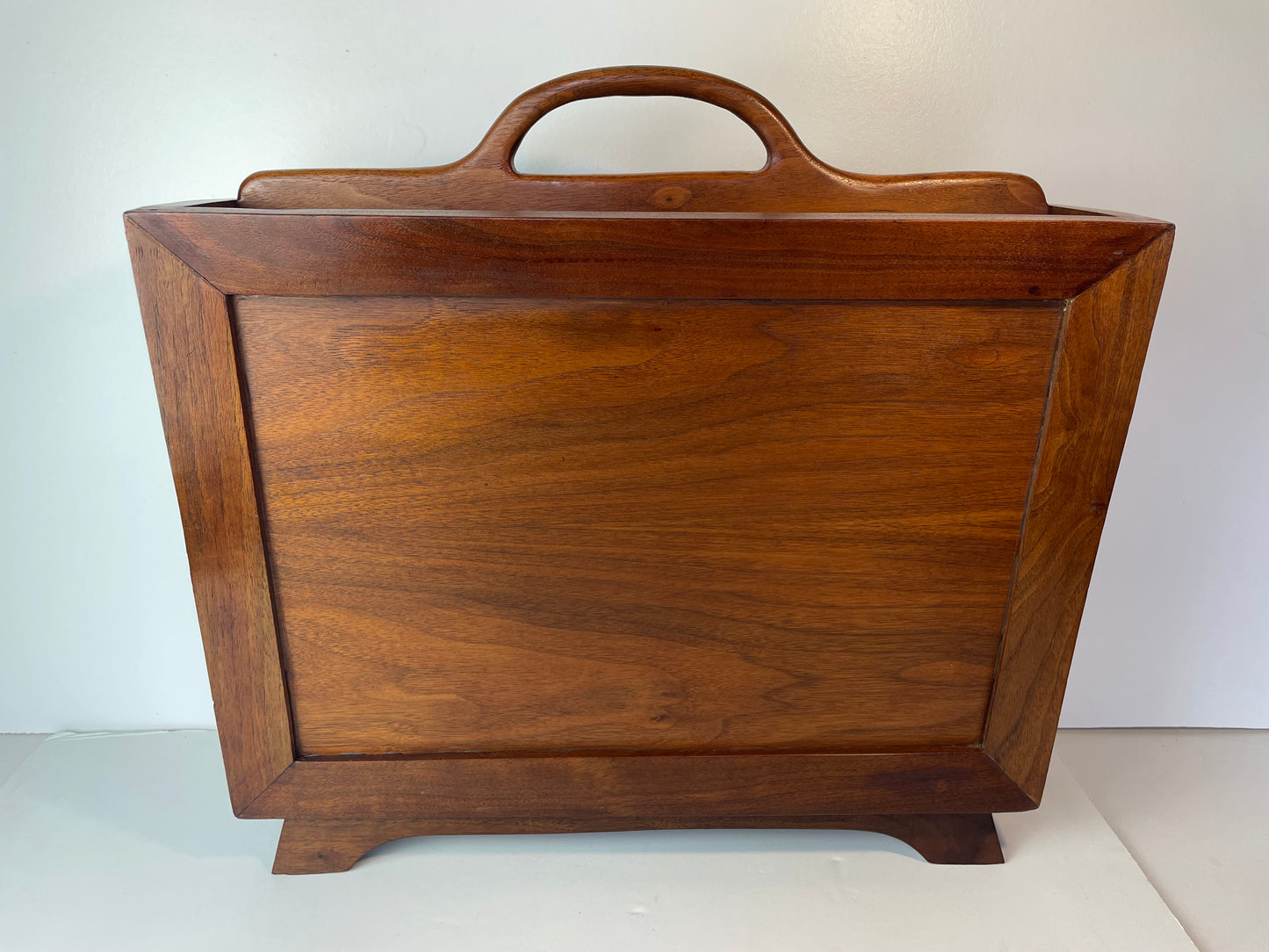 Vintage Woodcraft Studio Made Solid Walnut Magazine Holder