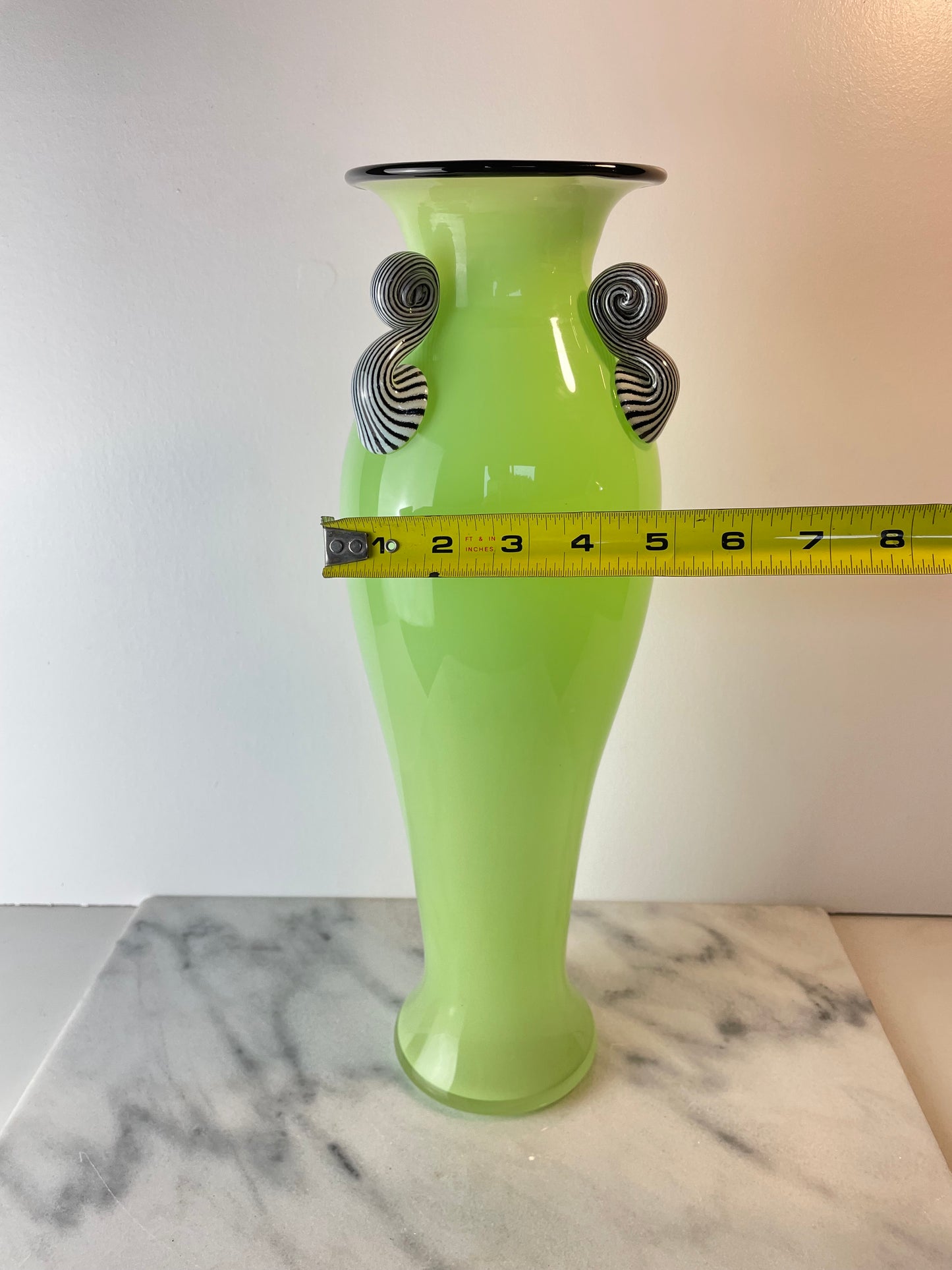 Dehanna Jones Contemporary Art Glass Vase — Signed Pale Lime Green Studio Glass