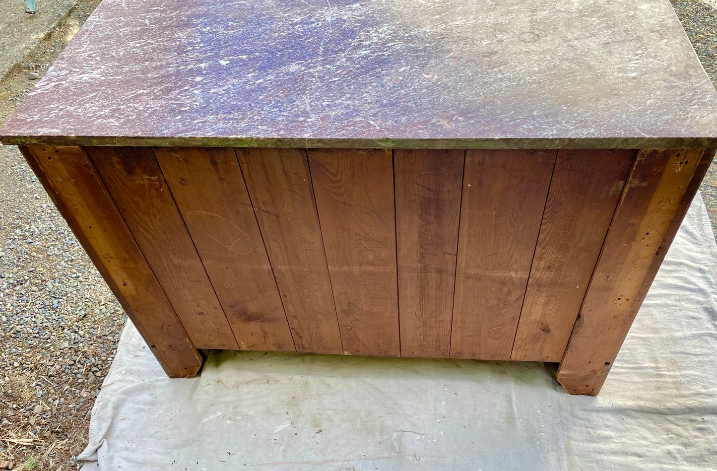 Early 20th Century Victorian Oxblood Marble 5 Drawer Chest Dresser