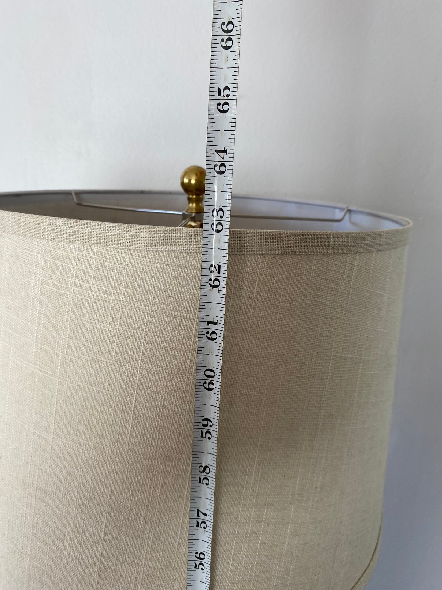 Vintage Italian Wood Architectural Column Floor Lamp With Brass Finial