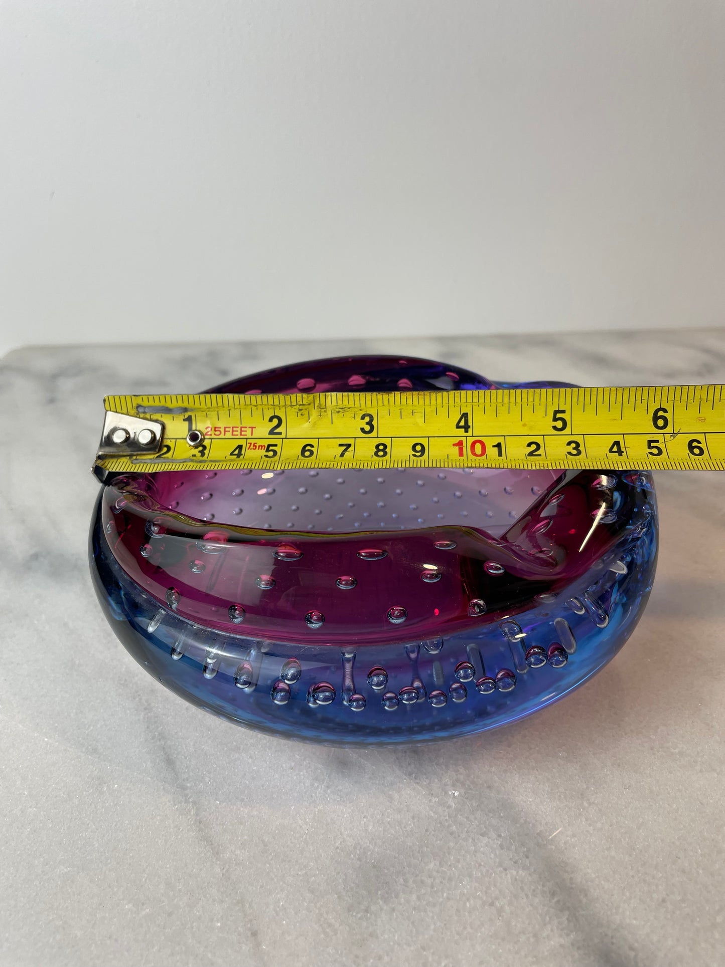 Vintage Murano “Bullicante” Controlled Bubble Art Glass Ashtray Attributed to Seguso, 1950s–1960s