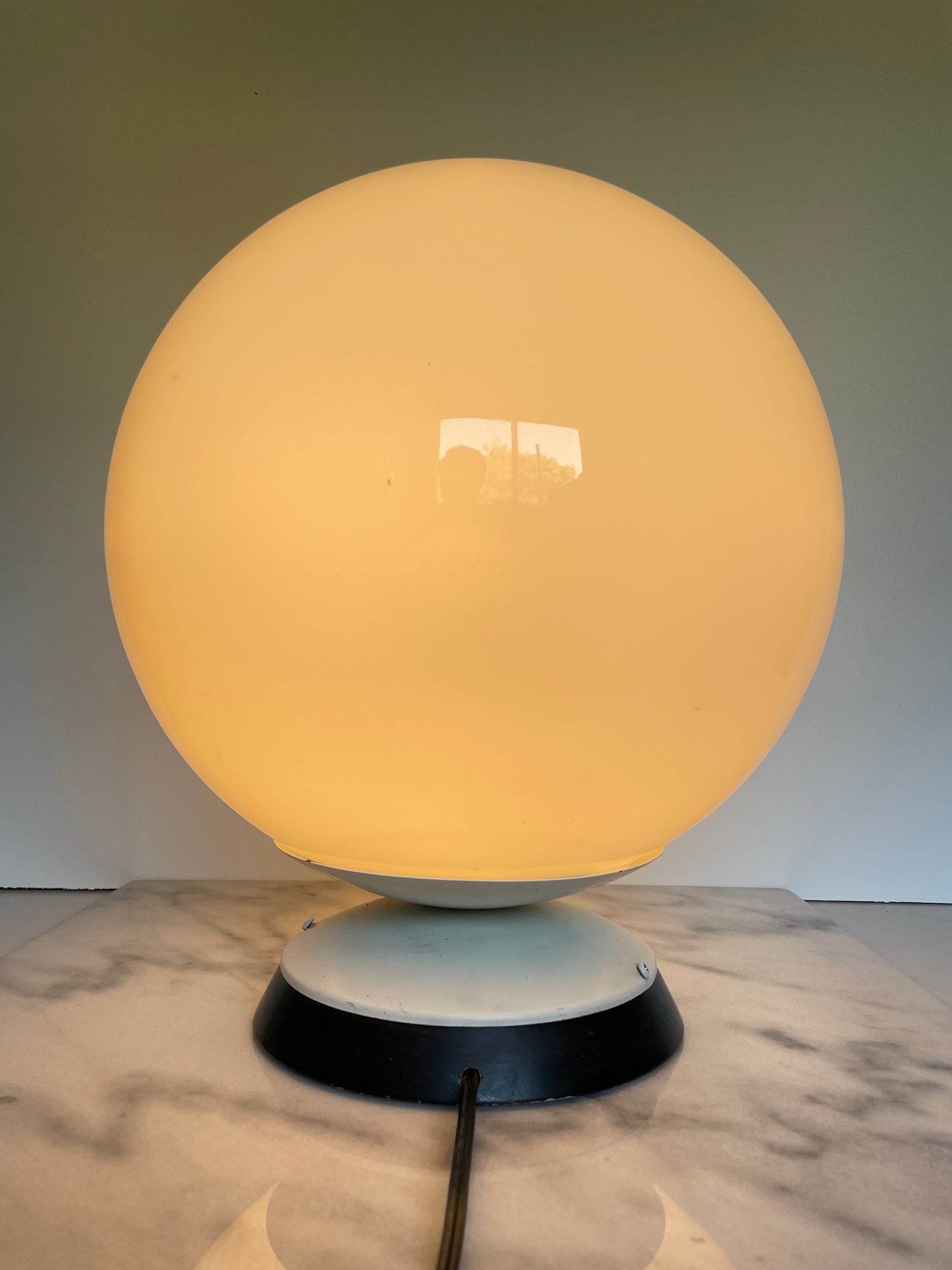 Mid-Century Space Age Opaline Glass Orb Table Lamp