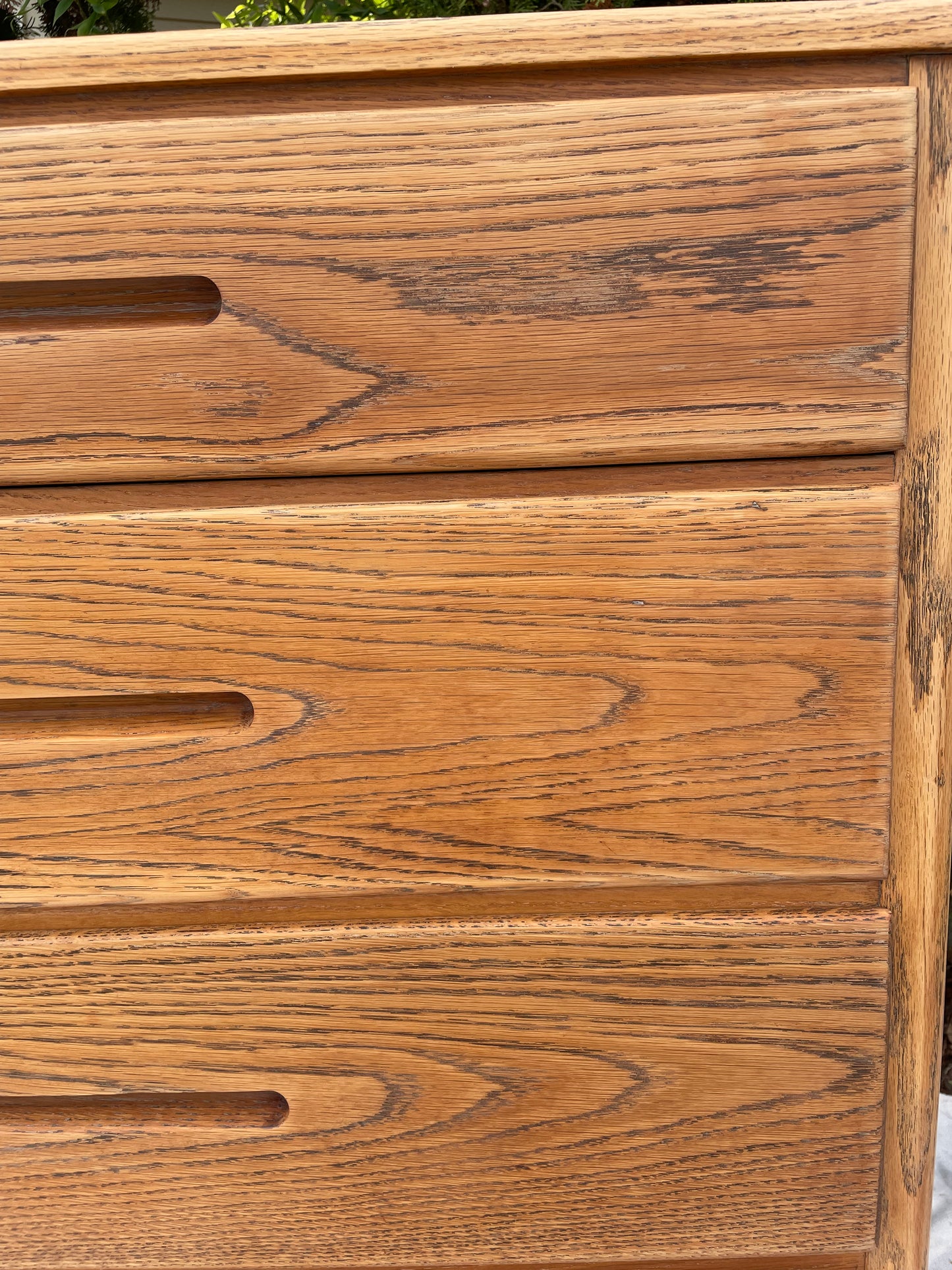 Vintage Mid-Century Modern 4-Drawer Chest Oak Wood Recessed Pulls