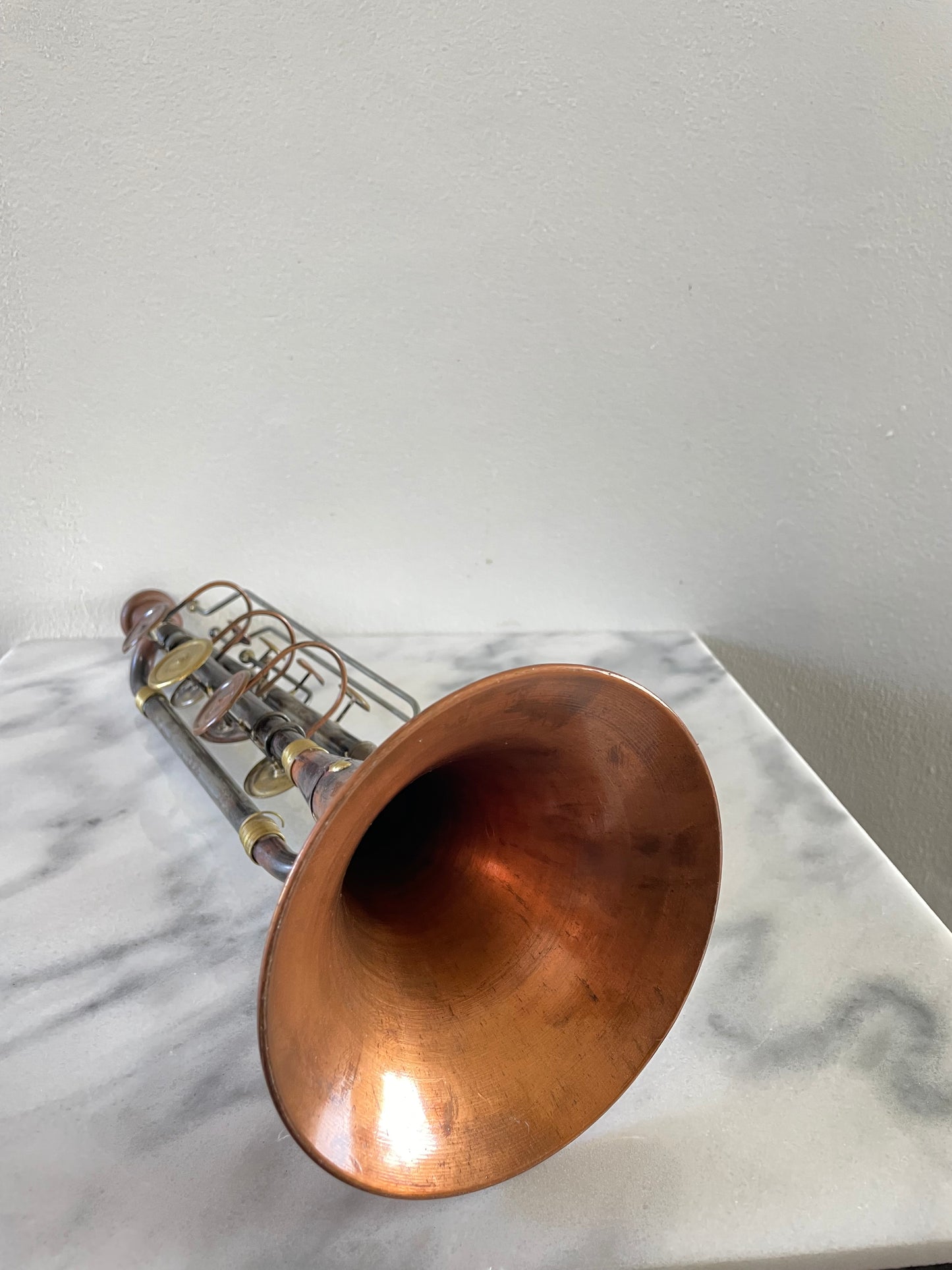 Mid 20th Century Vintage Mixed Metal Trumpet Sculpture