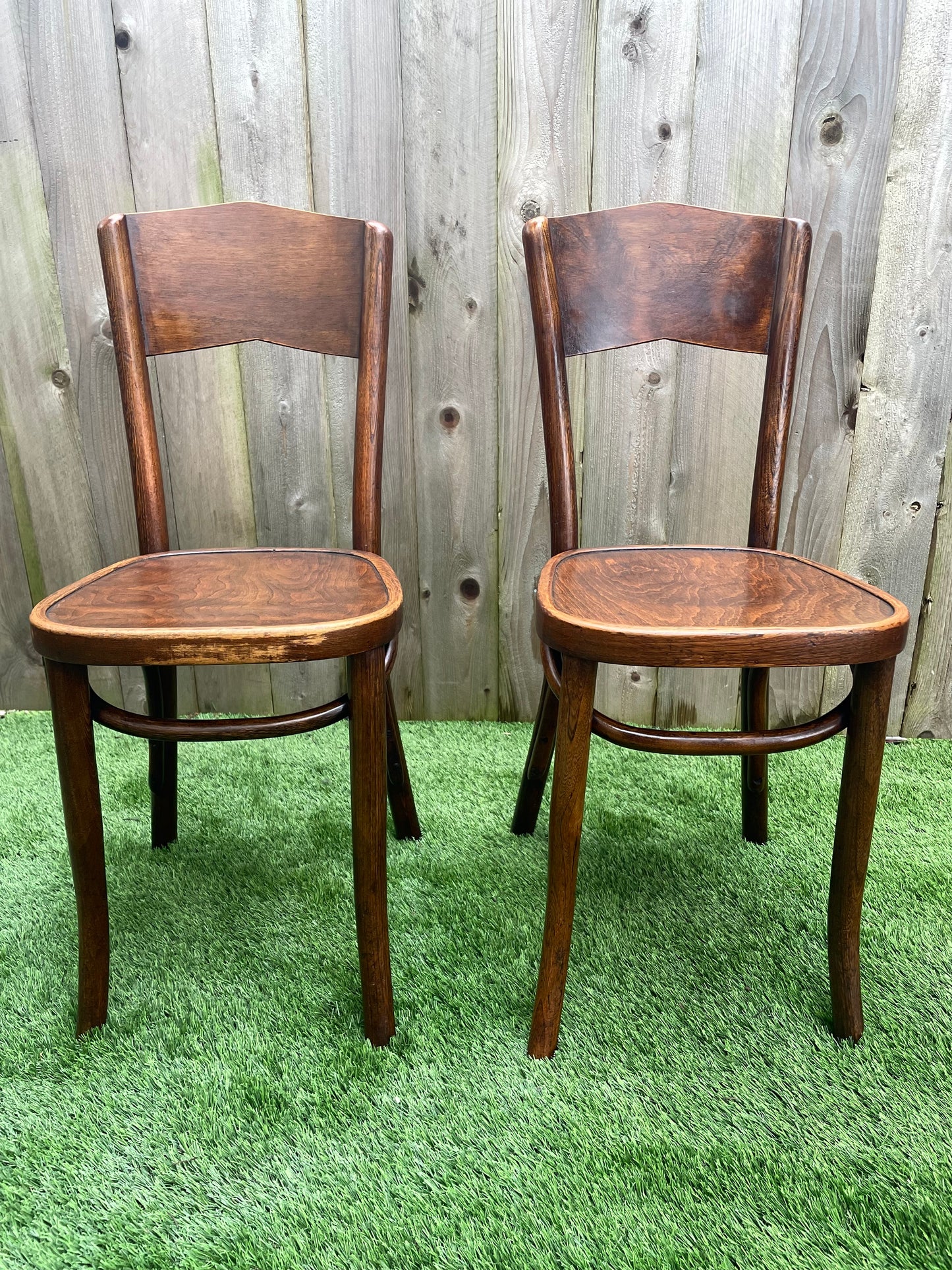 1940s Vintage Pair Great Northern Chair Co. Peaked Back Bentwood Chairs
