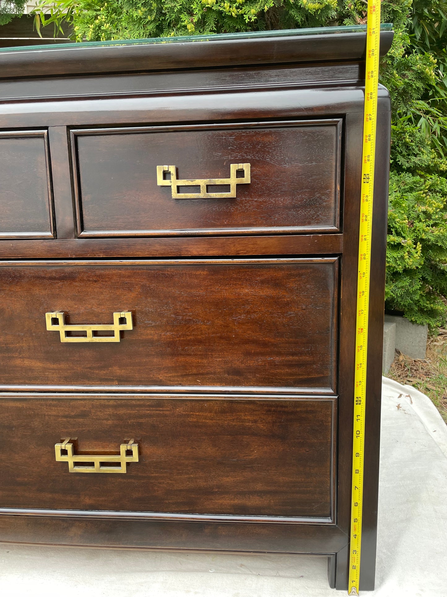 Hollywood Regency Dresser Ebony Finish W/ Brass Handles