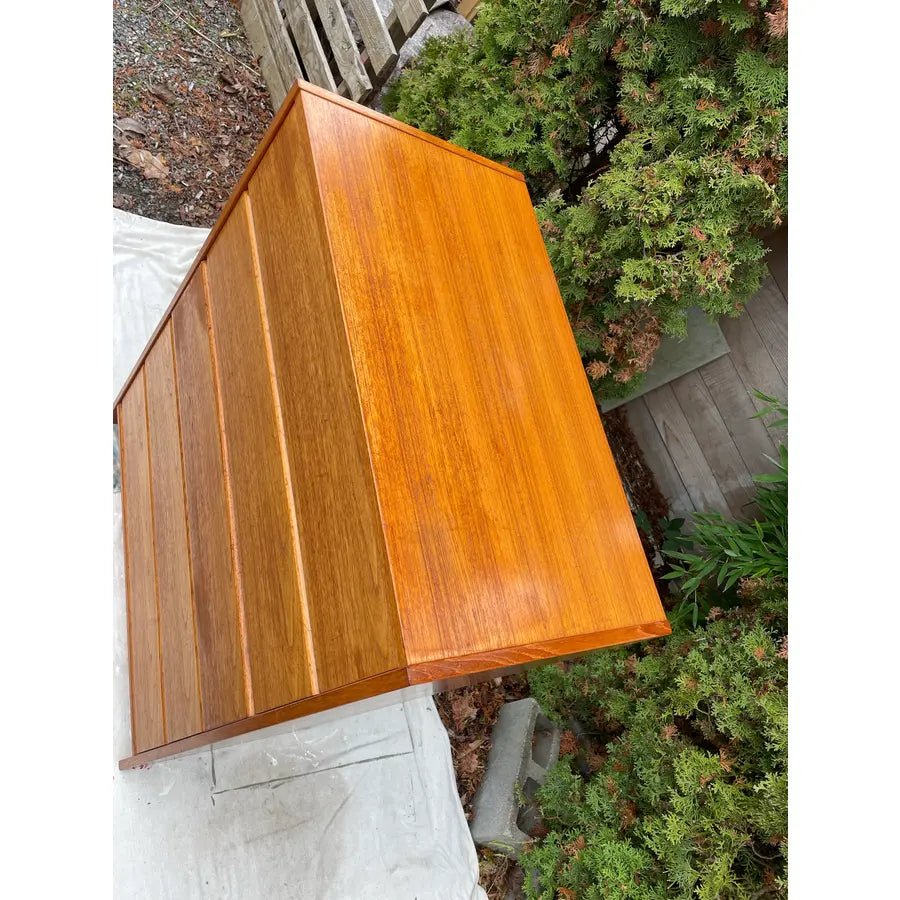 Mid 20th Century Danish Modern Teak Dresser: Mid Century Tallboy, 5 Drawers