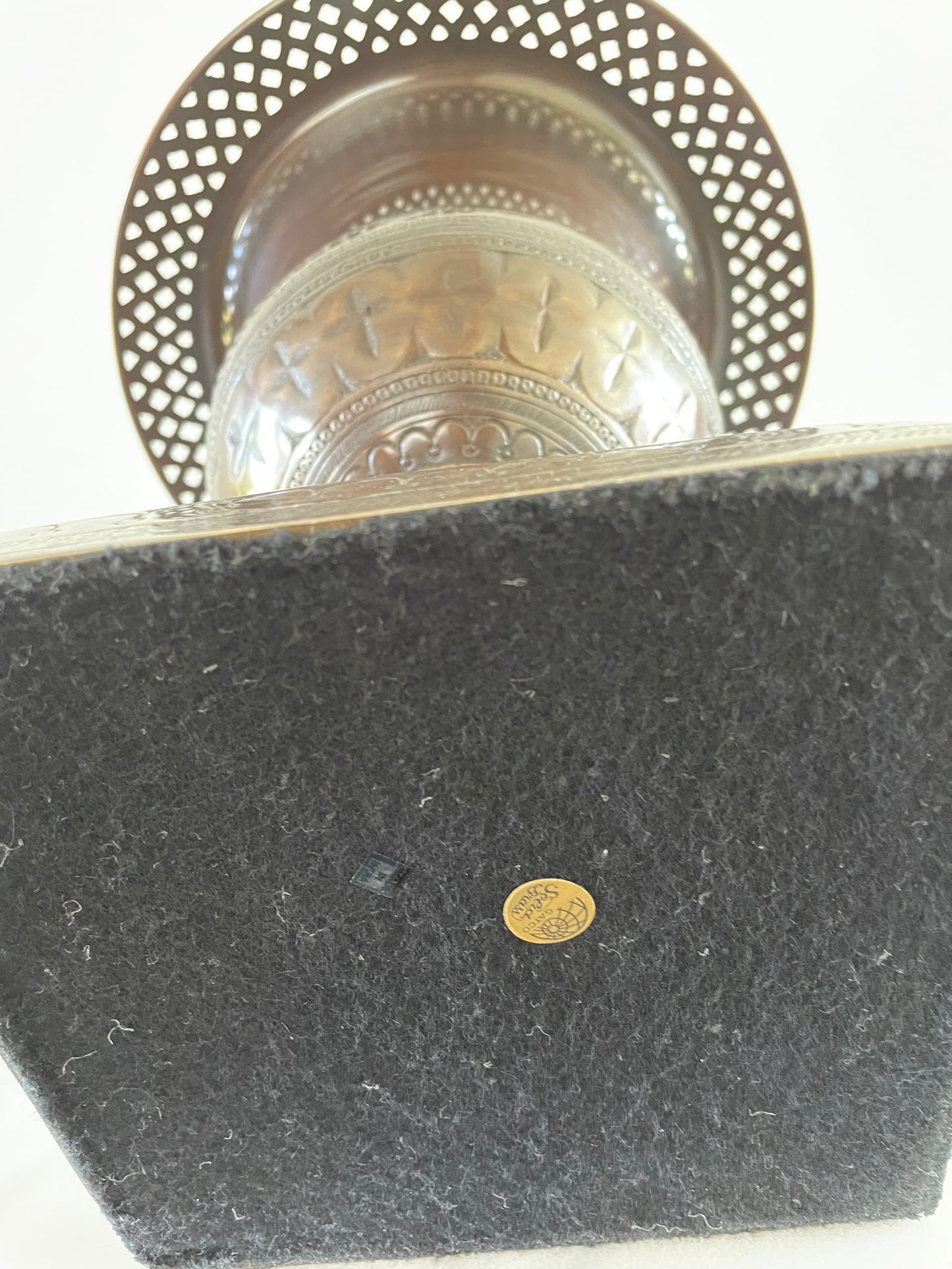 Large Late 20th Century Solid Brads Urn Vase With Pierced Detailing