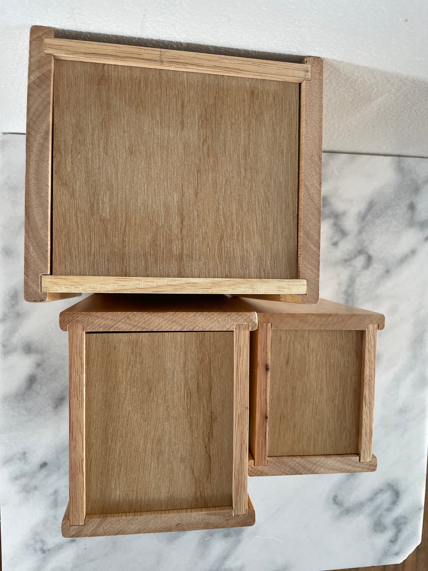 Vintage White Oak Canisters Kitchen Storage - Set of 3