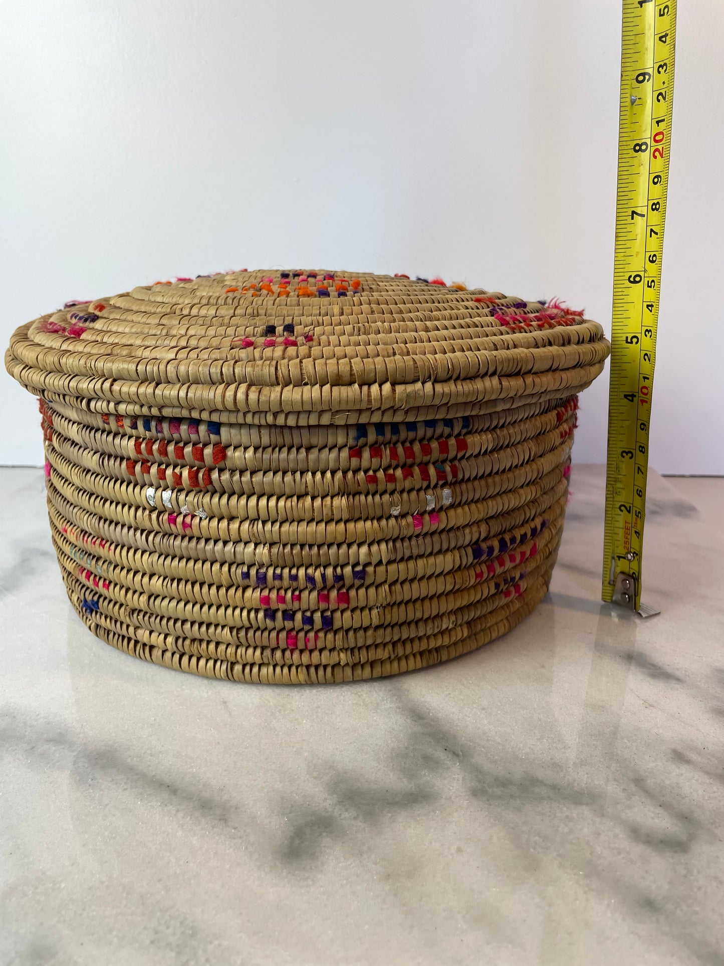 Vintage Woven Storage Basket With Lid