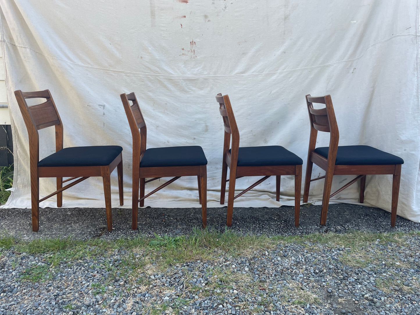 Merton Gershun for American of Martinsville "Accord" Walnut & Cane Dining Chairs - Set of 4