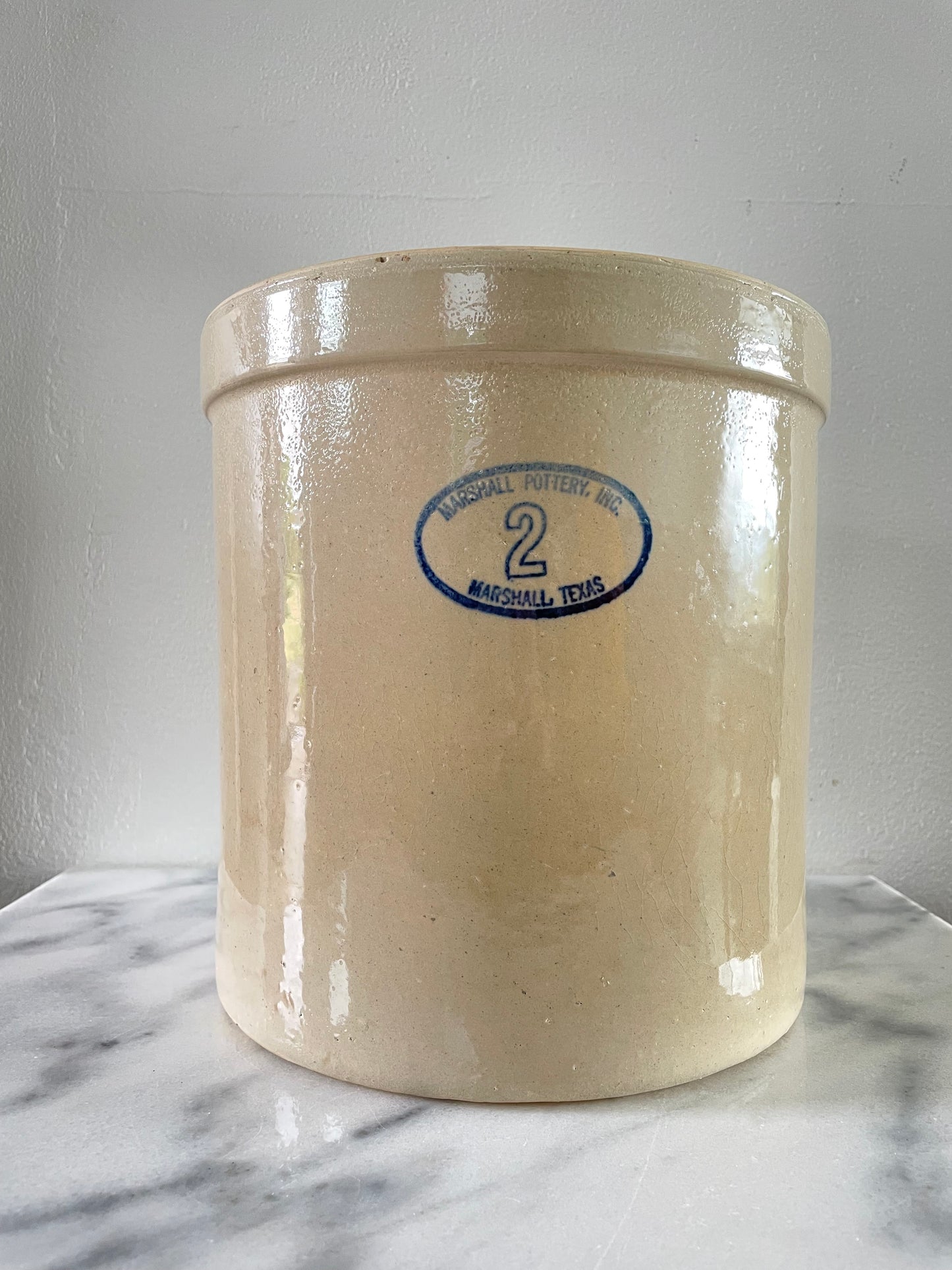 Vintage Marshall Pottery Two Gallon Fermenting Crock Farmhouse Country Storage Vessel