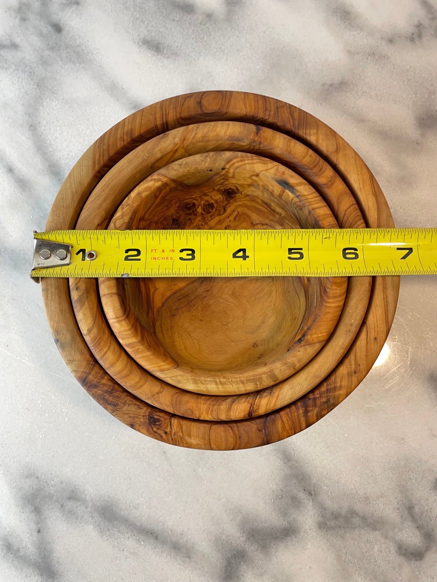 Set of 3 Hand-Turned Olive Wood Nesting Bowls — Organic Modern Decorative Woodware