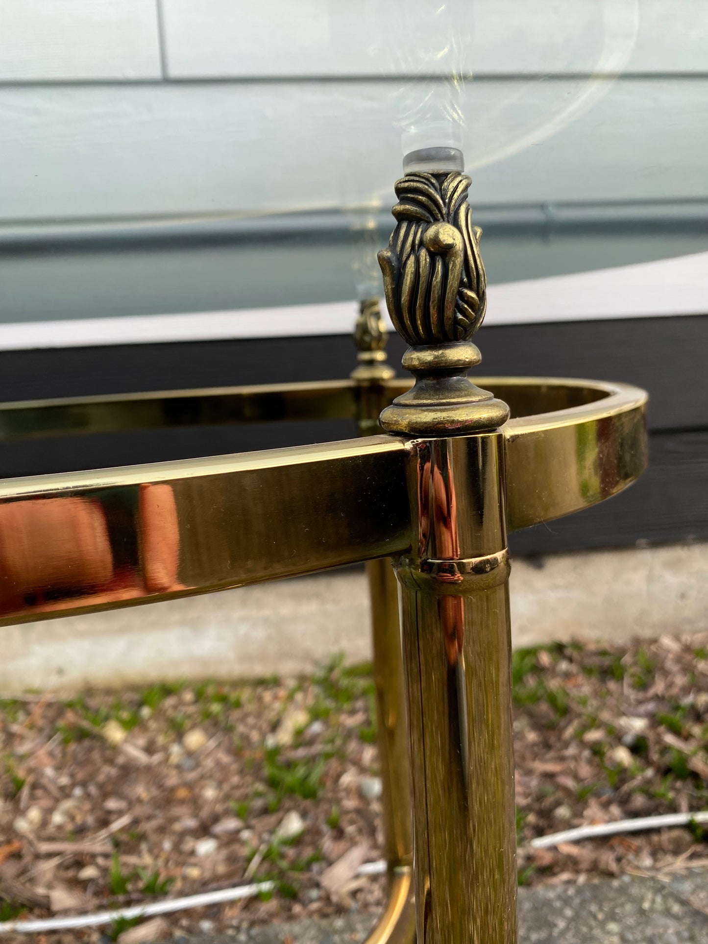 Mid 20th Century Hollywood Regency Brass and Glass Round Side Table - Neoclassical Style