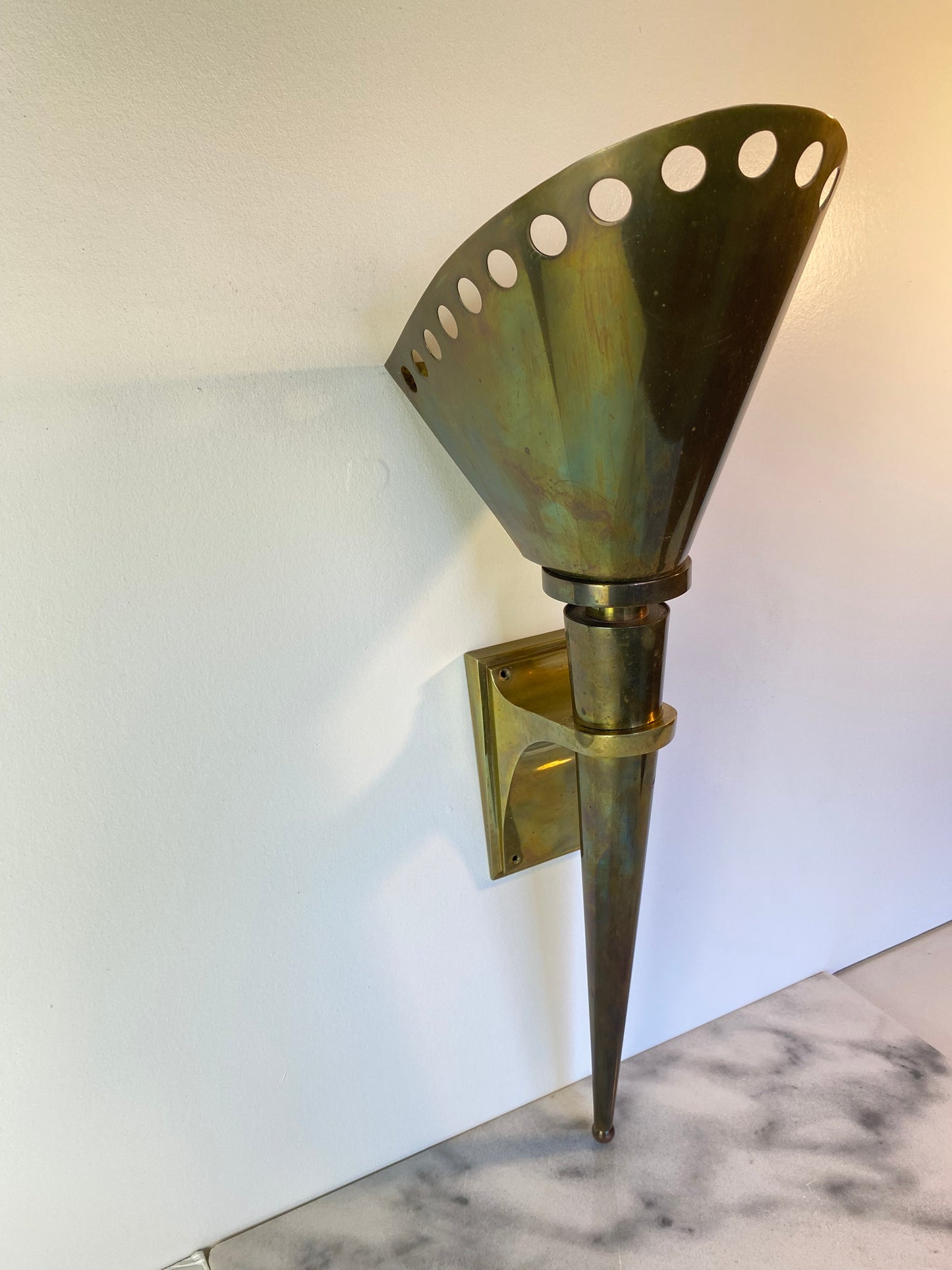 1950s Gilbert Poillerat French Mid-Century Design Brass Sconce