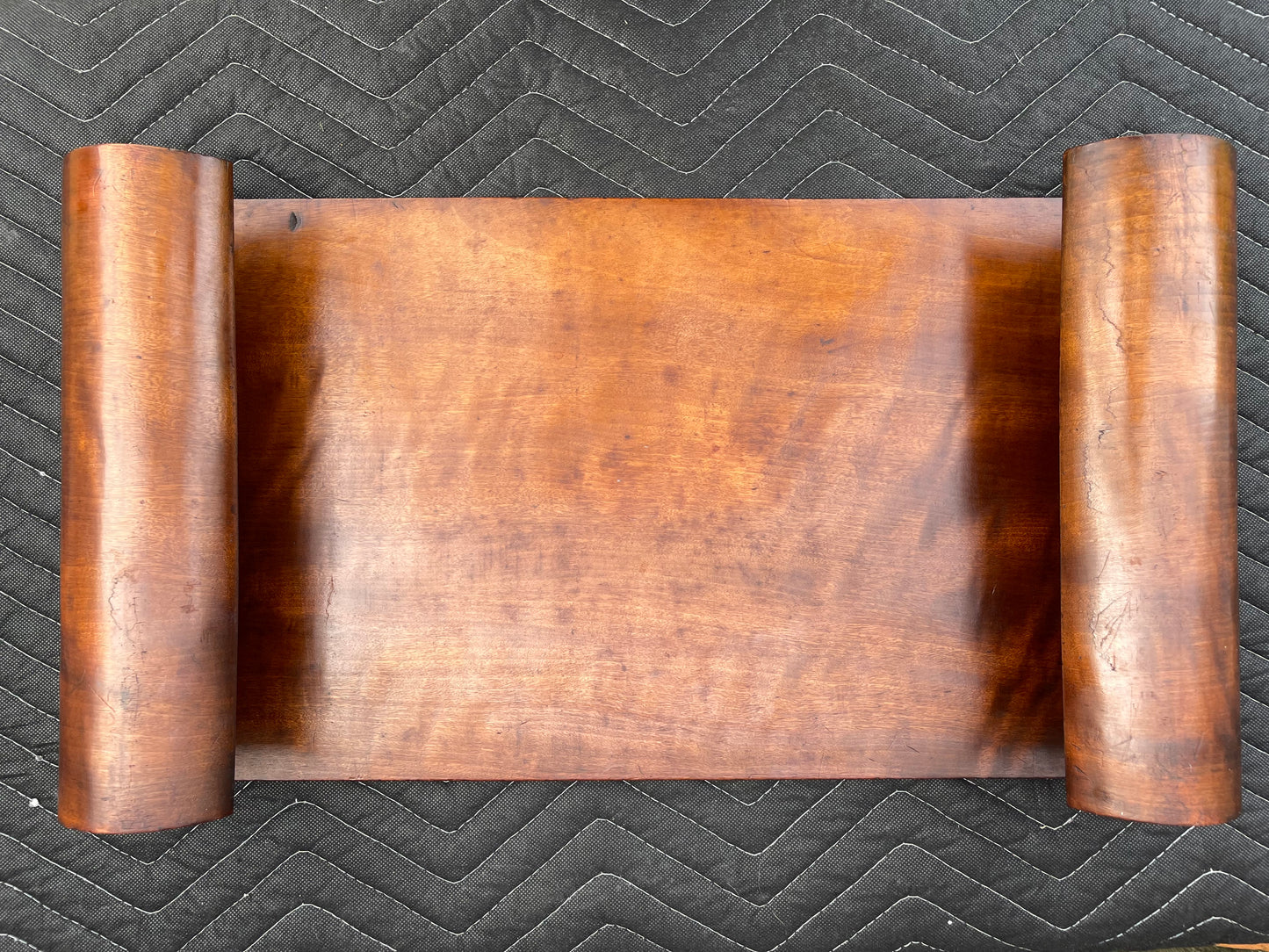 Early 20th Century Chinese Elm Wood Low Scroll Tray