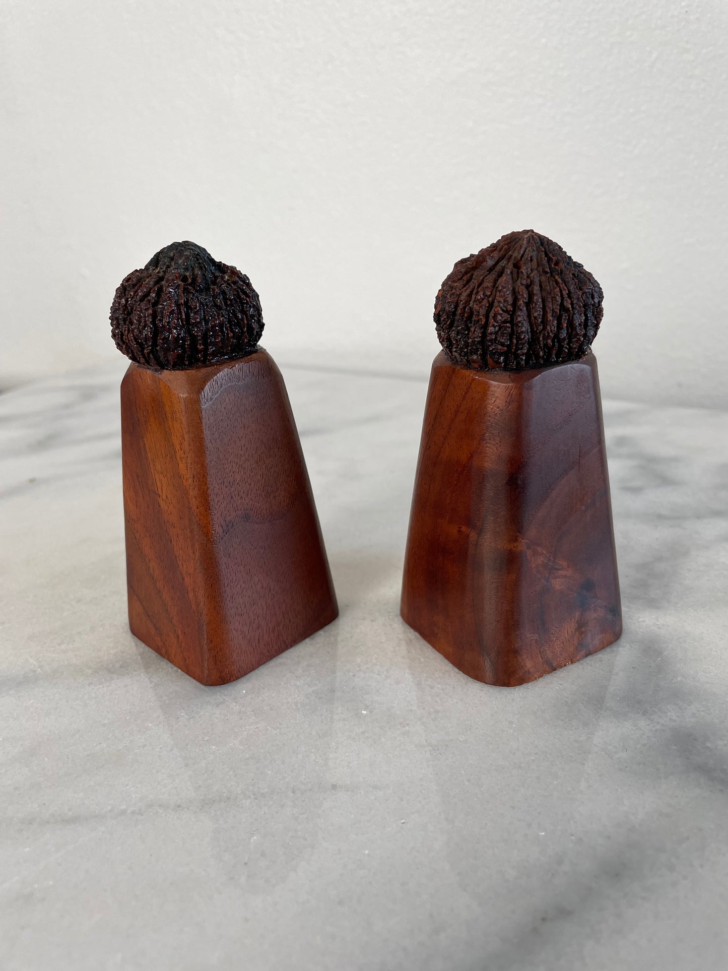 Vintage Black Walnut Salt & Pepper Shakers- a Pair