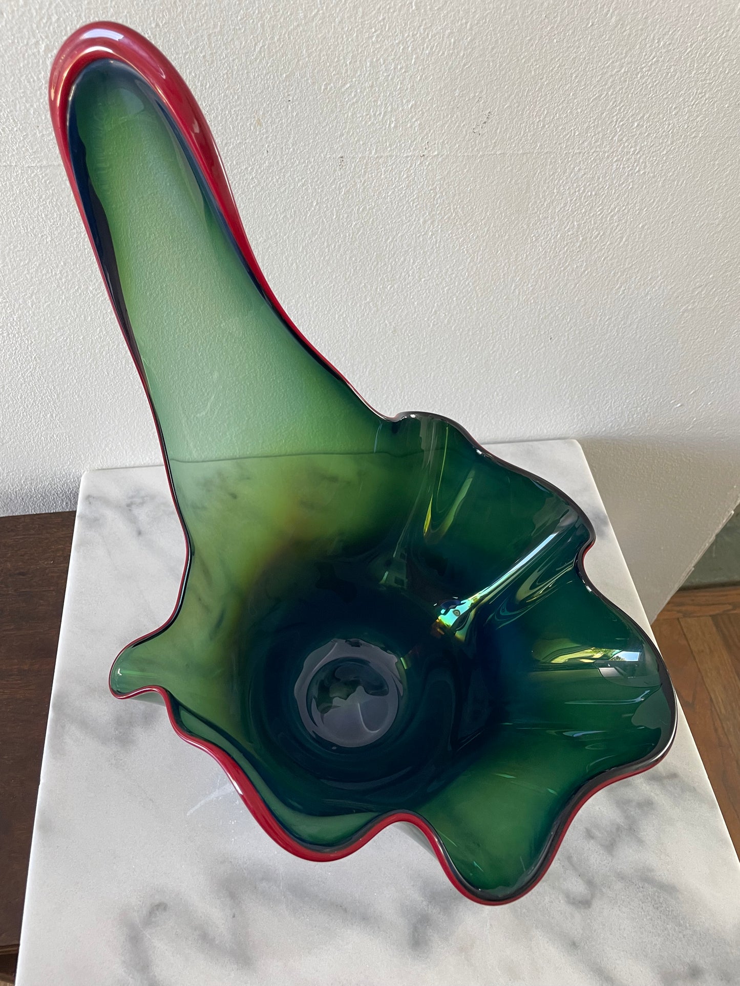 Studio Art Glass Abstract Free Form Ruffled Sculptural Vase Signed 2006