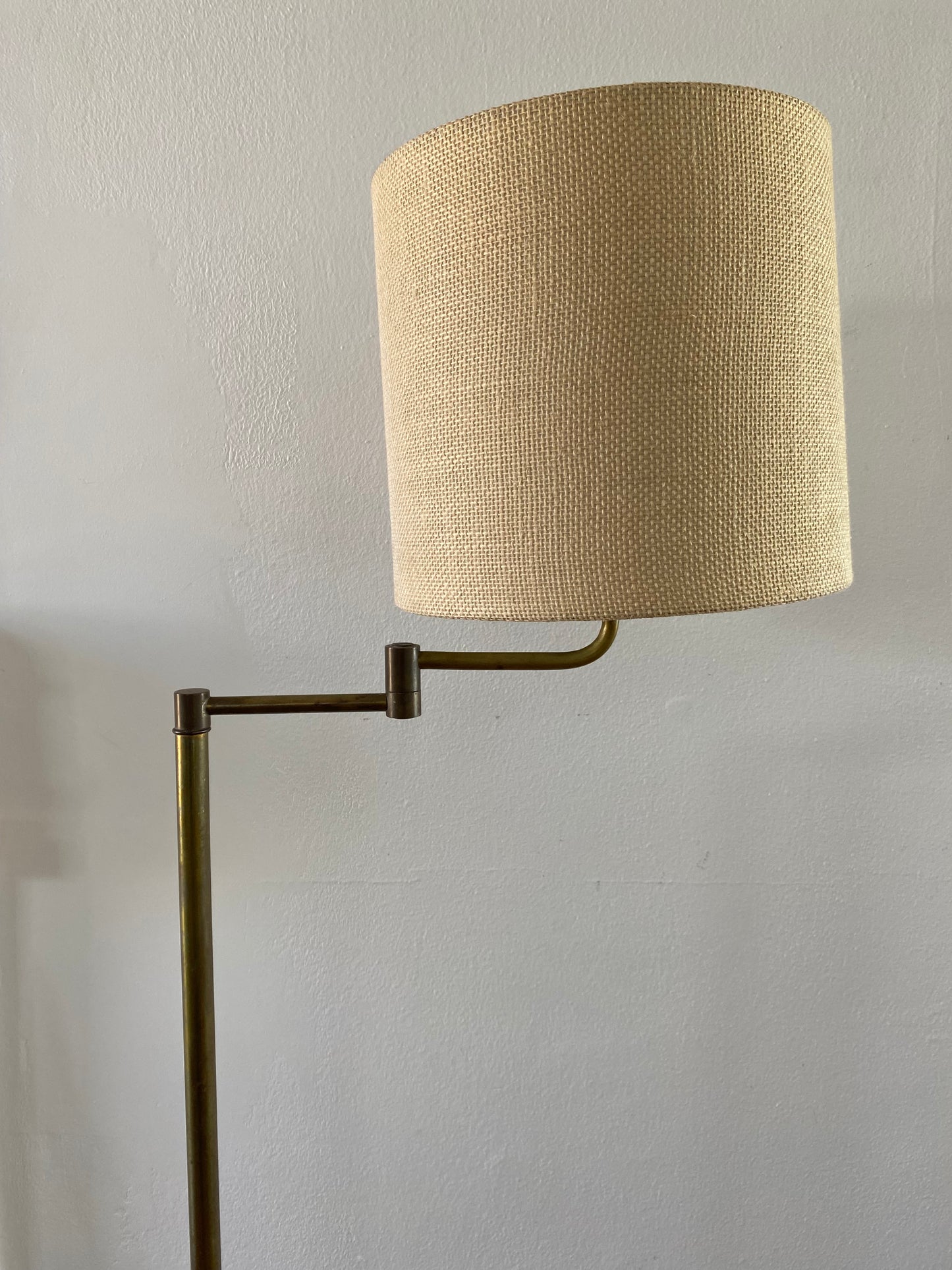 Vintage Brass Swing-Arm Library/Reading Floor Lamp