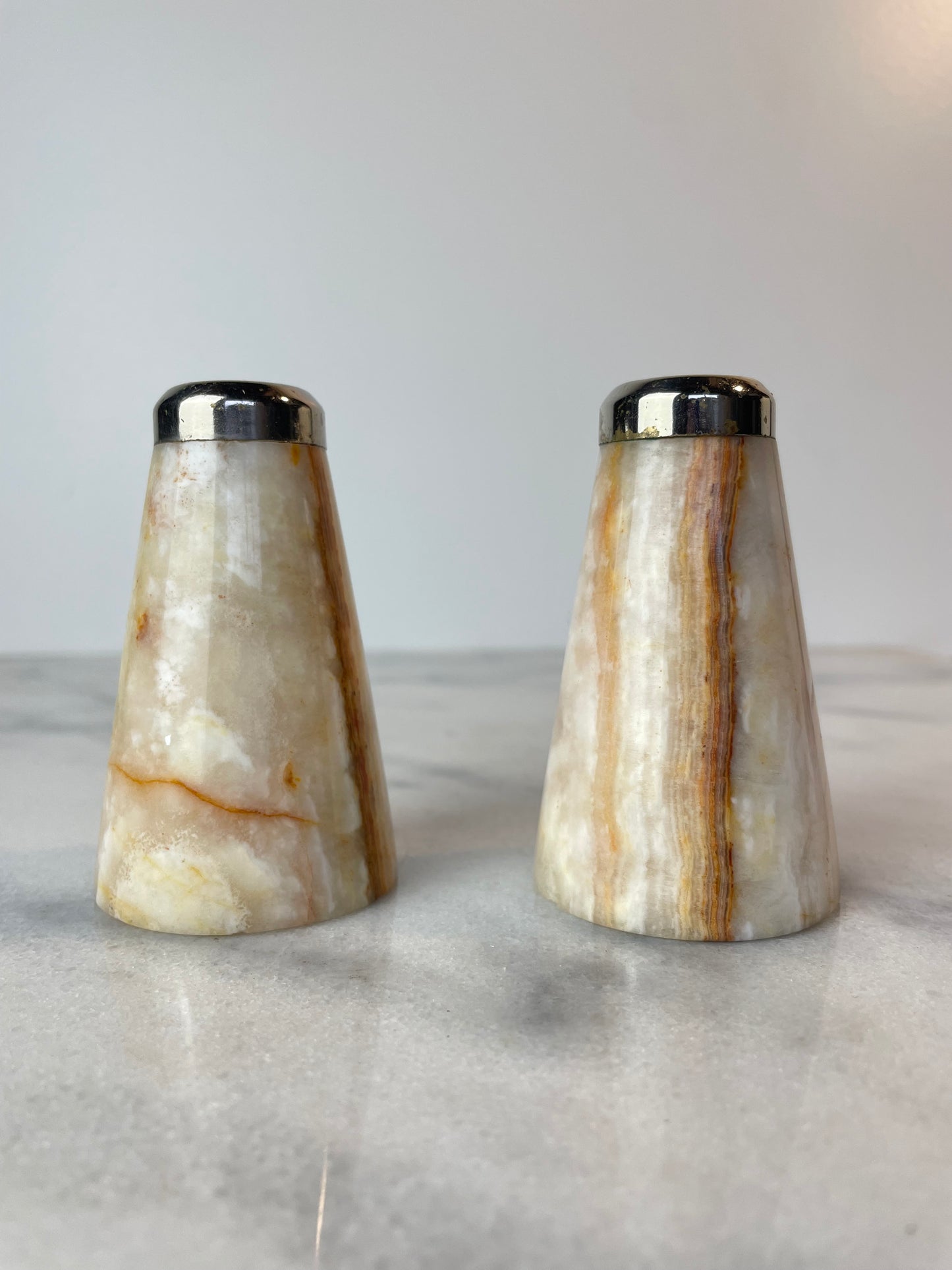 Mid-Century Onyx Salt & Pepper Shakers