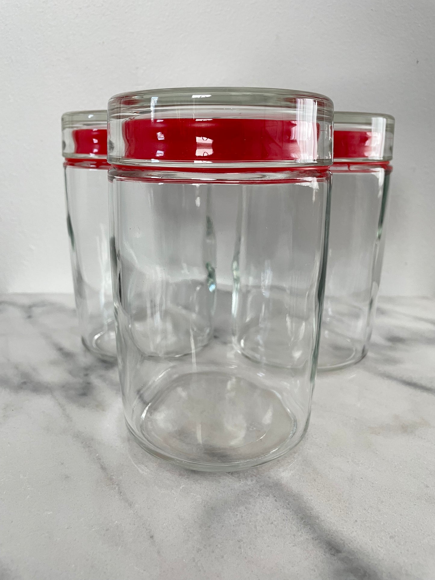 Vintage Post Modern Bormioli Rocco Italy Storage Jars - Set of 3