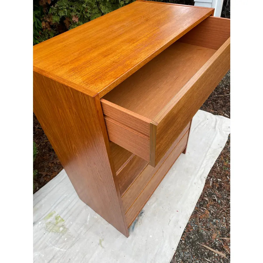 Mid 20th Century Danish Modern Teak Dresser: Mid Century Tallboy, 5 Drawers