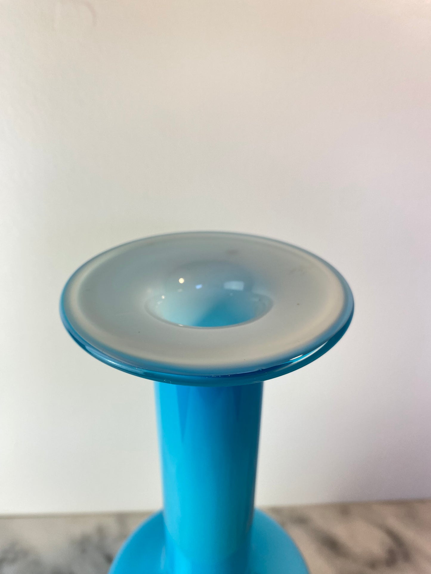 Otto Brauer for Holmegaard “Gulvvase” Blue Cased Glass Vase — Danish Modern, 1960s