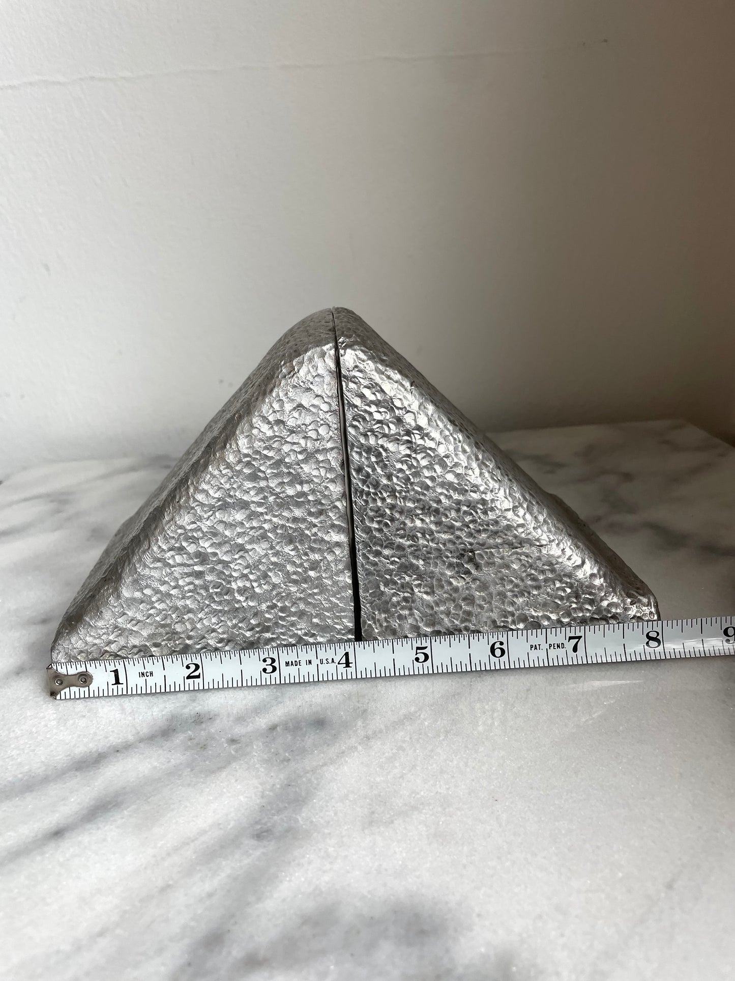 Late 20th Century Triangular Solid Aluminum Wedge Bookends- a Pair