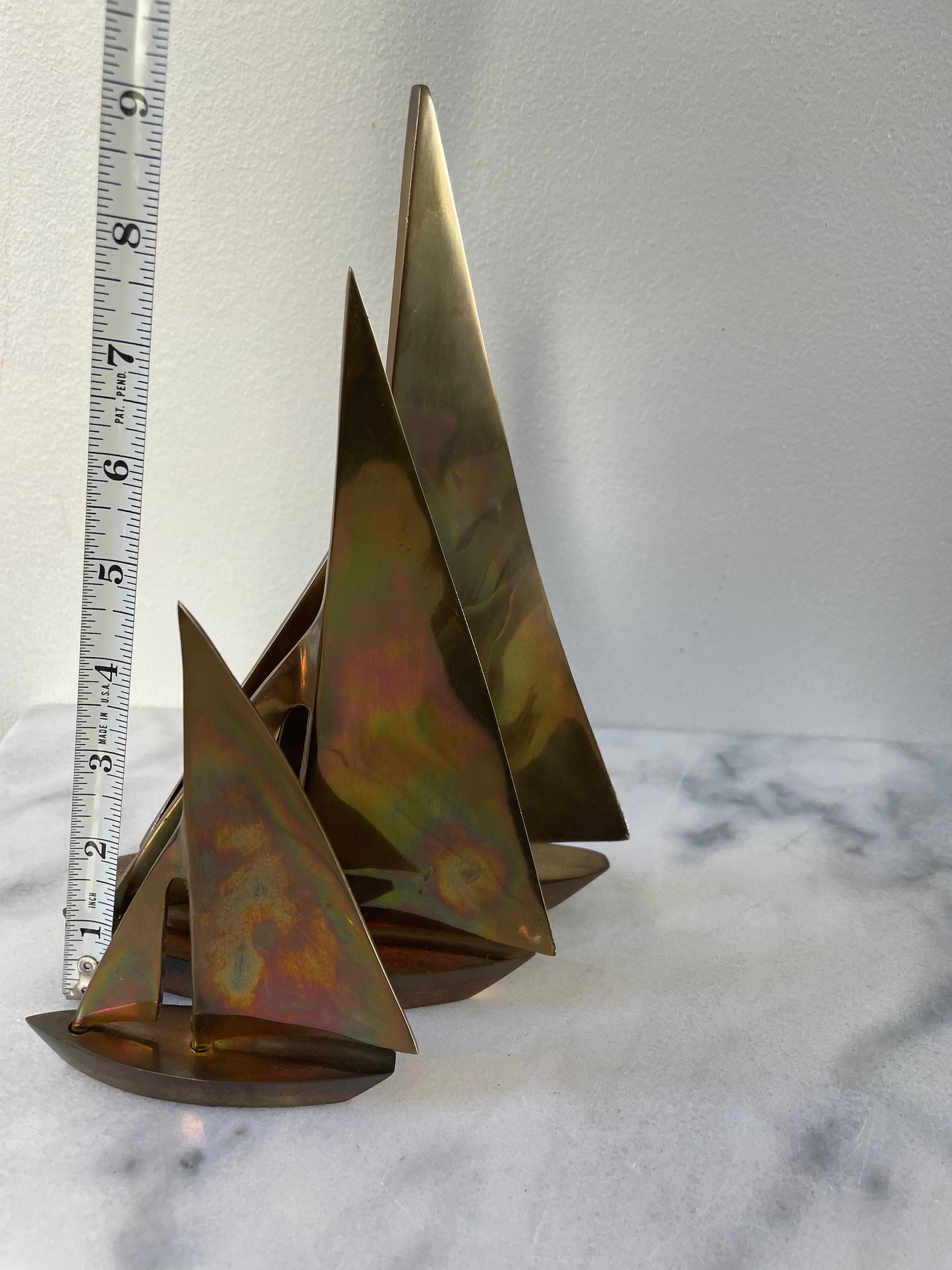 Vintage Collection of Brass Sailboat Figurines- Set of 3