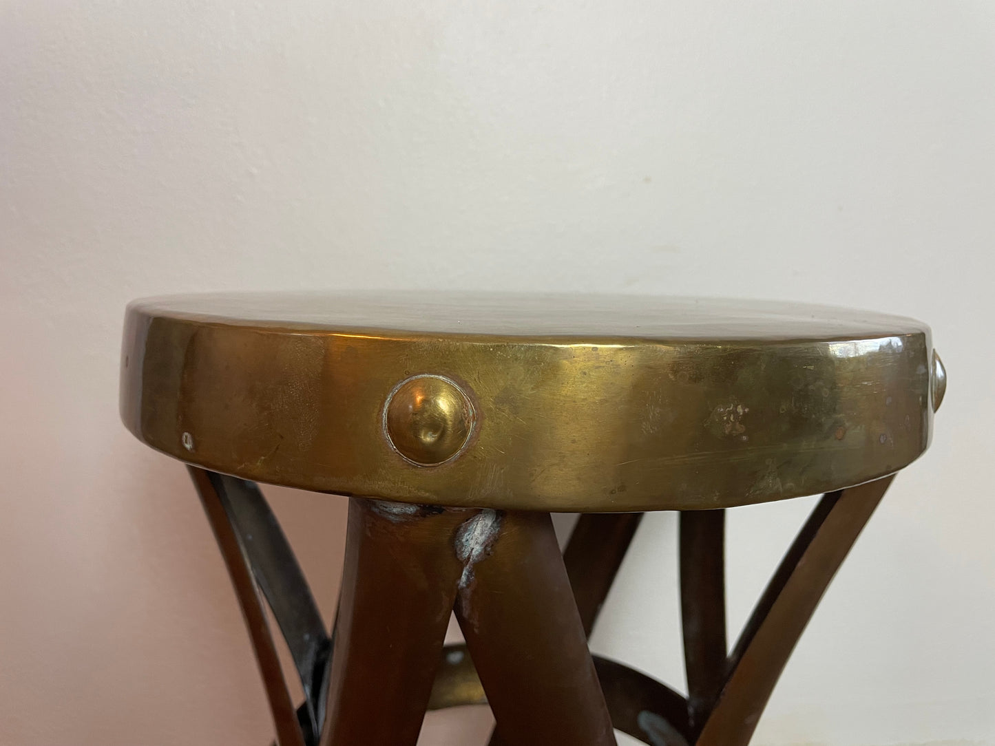 Mid-Century Modern Attributed to Sarreid Ltd. Brass X-Base Stool / Accent Table