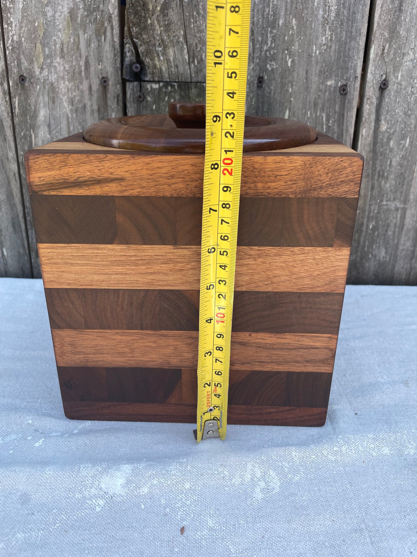 Mid 20th Century Kustom Kraft Solid Black Walnut Ice Bucket