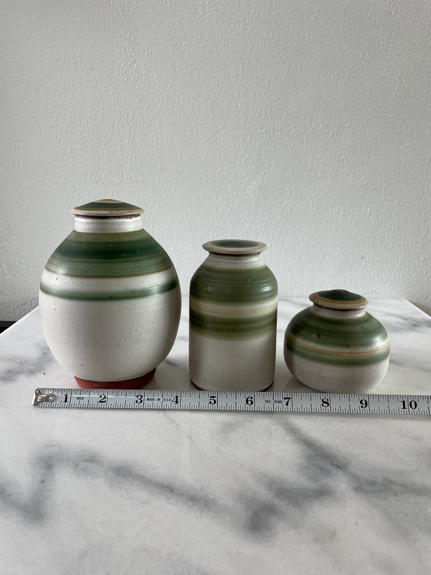 Mid 20th Century Studio Ceramic Jars With Lids - Set of 3
