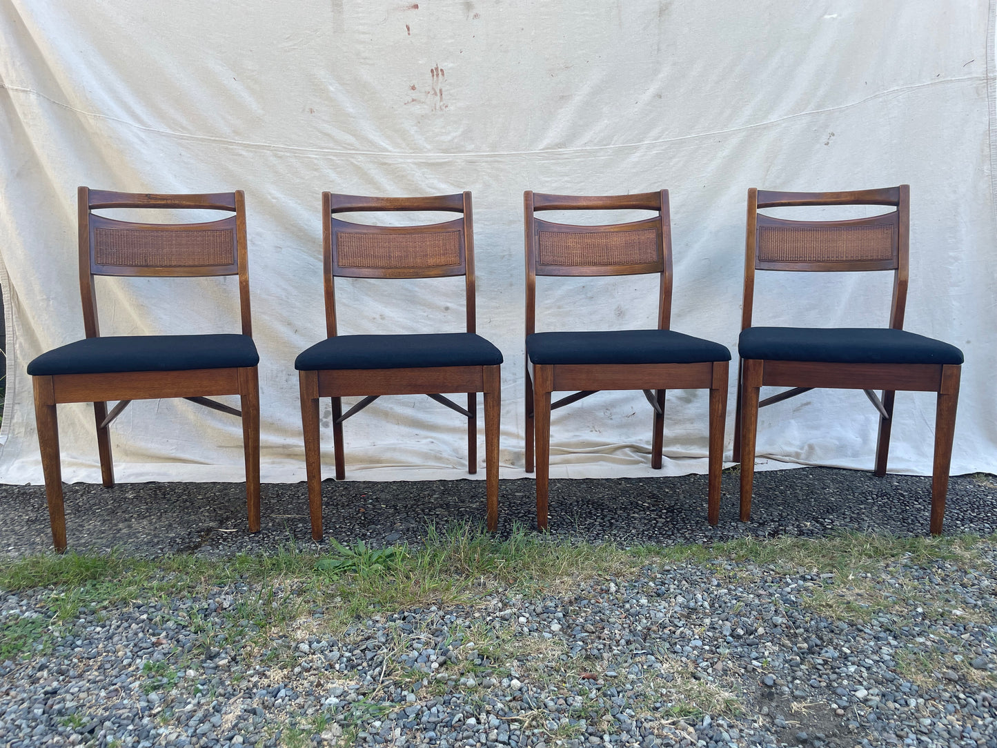 Merton Gershun for American of Martinsville "Accord" Walnut & Cane Dining Chairs - Set of 4