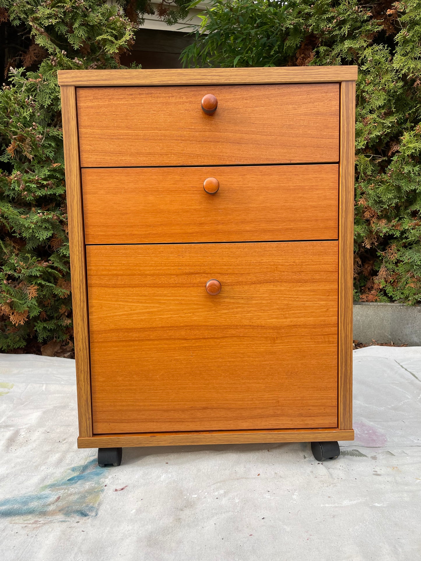 Mid 20th Century Danish Modern Teak Rolling File Cabinet